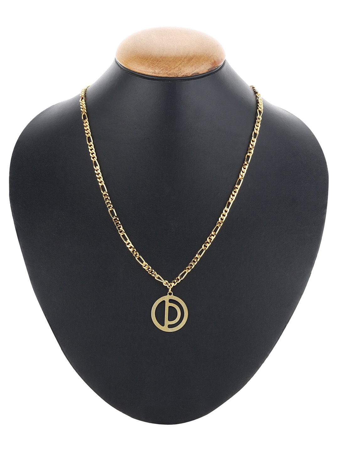 

Goldnera Men Brass Plated Gold Toned Alphabet D Pendant with Chain