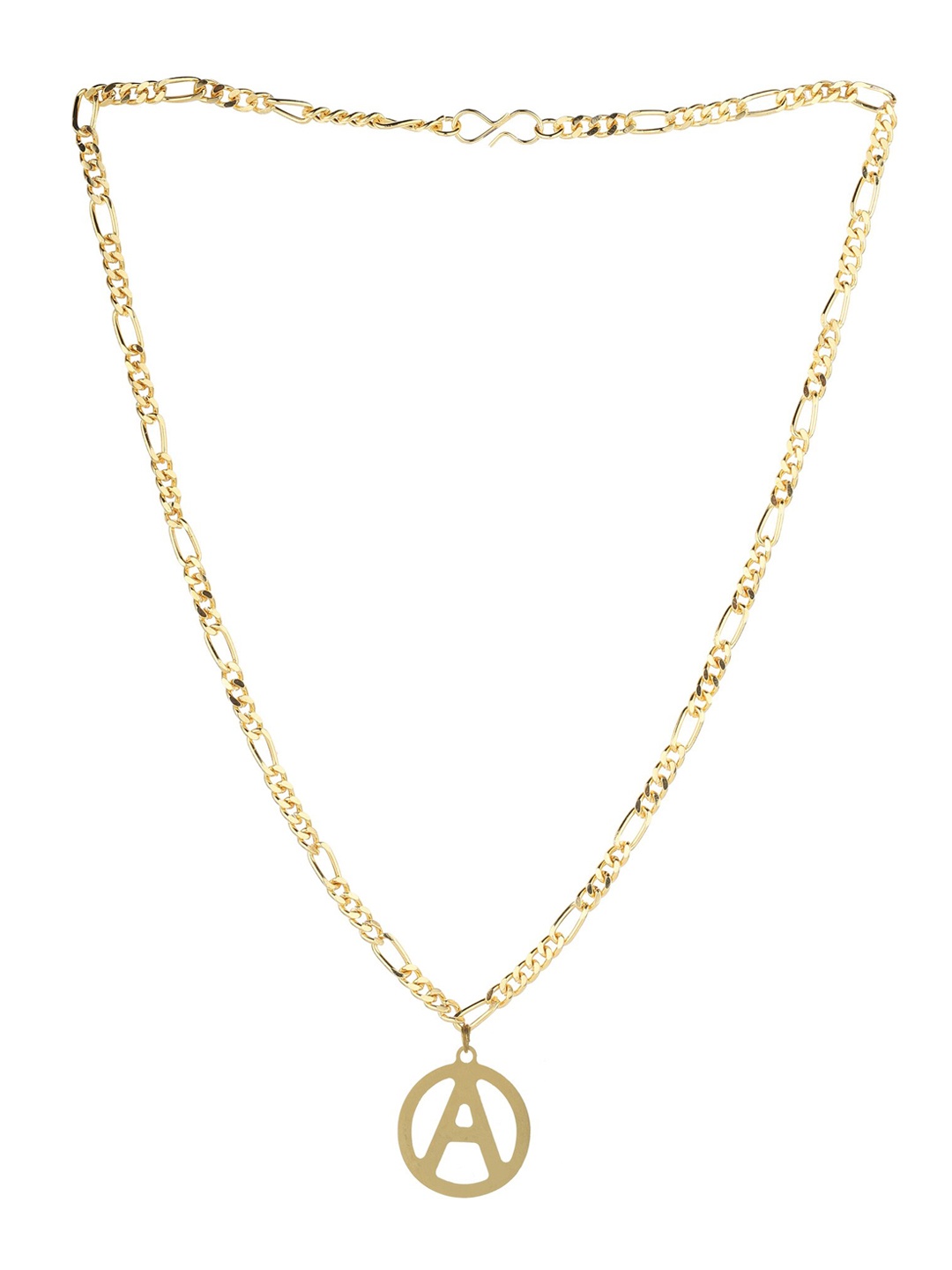 

Goldnera Men Brass-Plated Alphabet A Pendant With Chain, Gold