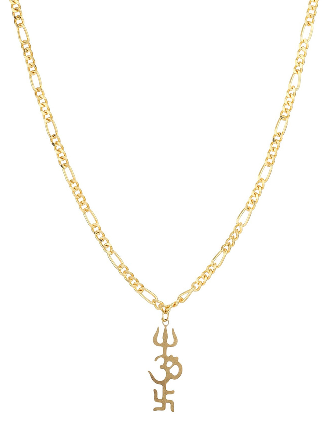 

Goldnera Men Brass-Plated Gold-Toned Religious Pendant With Chain