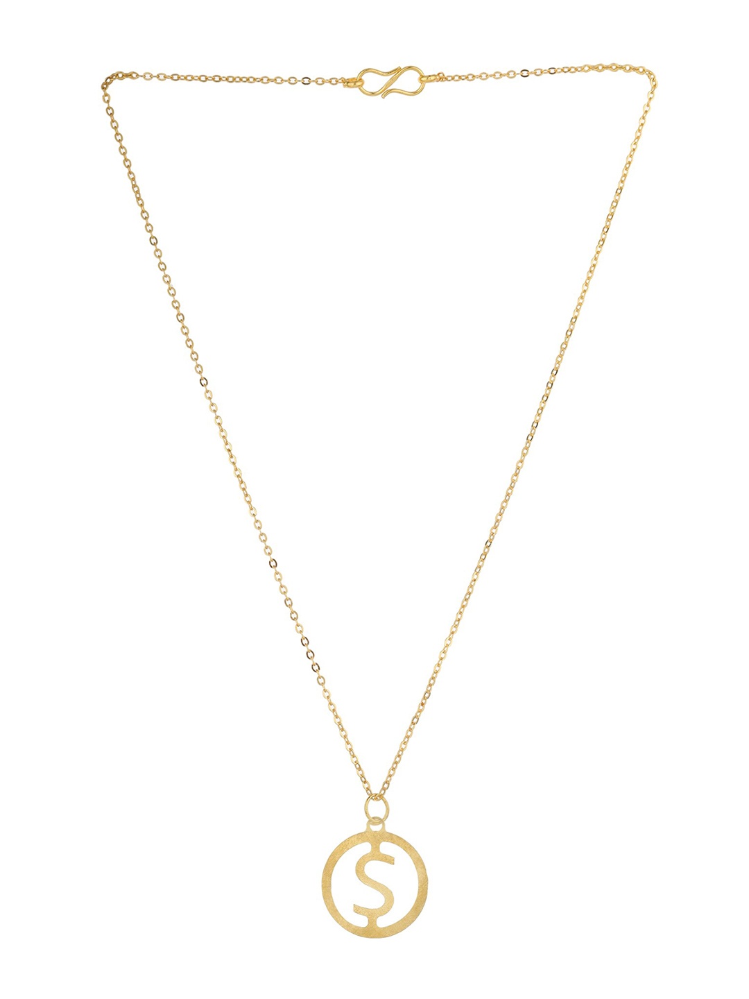 

Goldnera Men Gold-Toned Brass-Plated Alphabet S Pendant with Chain