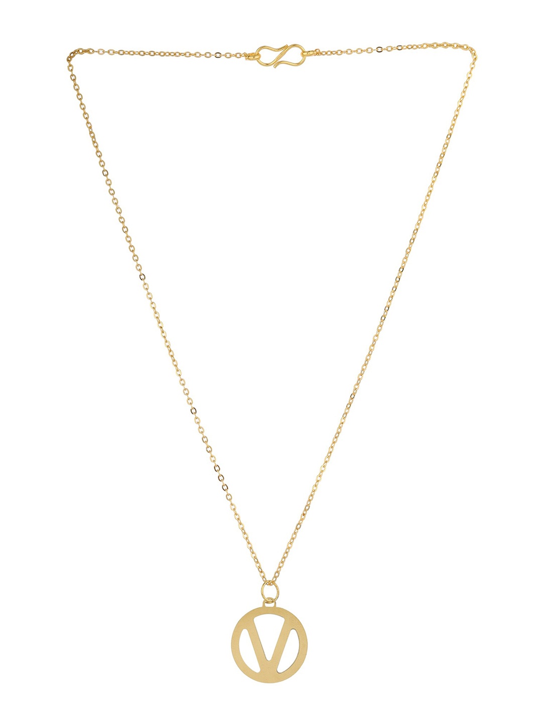 

Goldnera Women Gold-Toned Brass-Plated V Designed Pendant With Chain