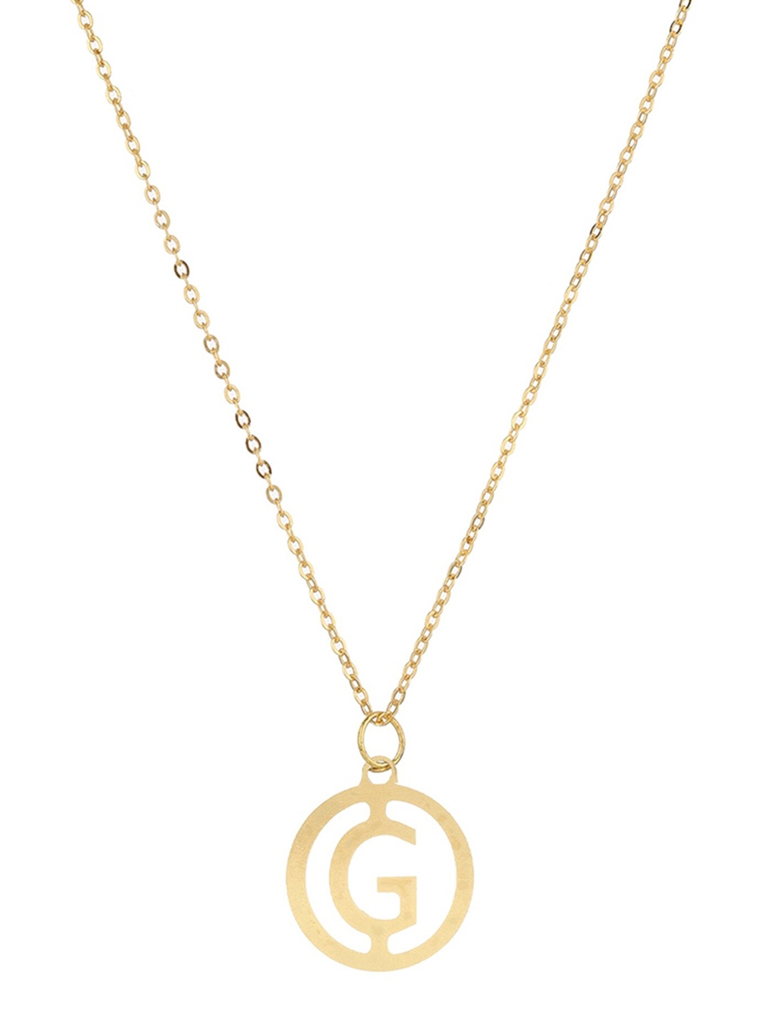 

Goldnera Men Brass-Plated Gold-Toned G Alphabet Pendant With Chain