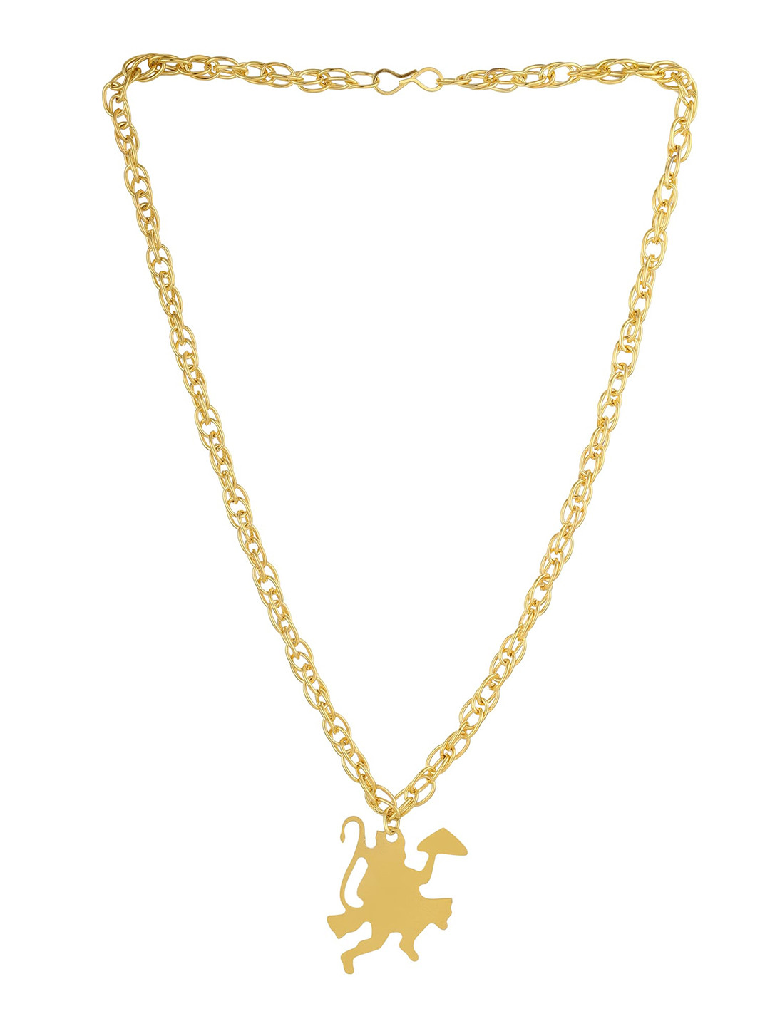 

Goldnera Men Brass-Plated Gold-Toned Hanuman Ji Pendant With Chain