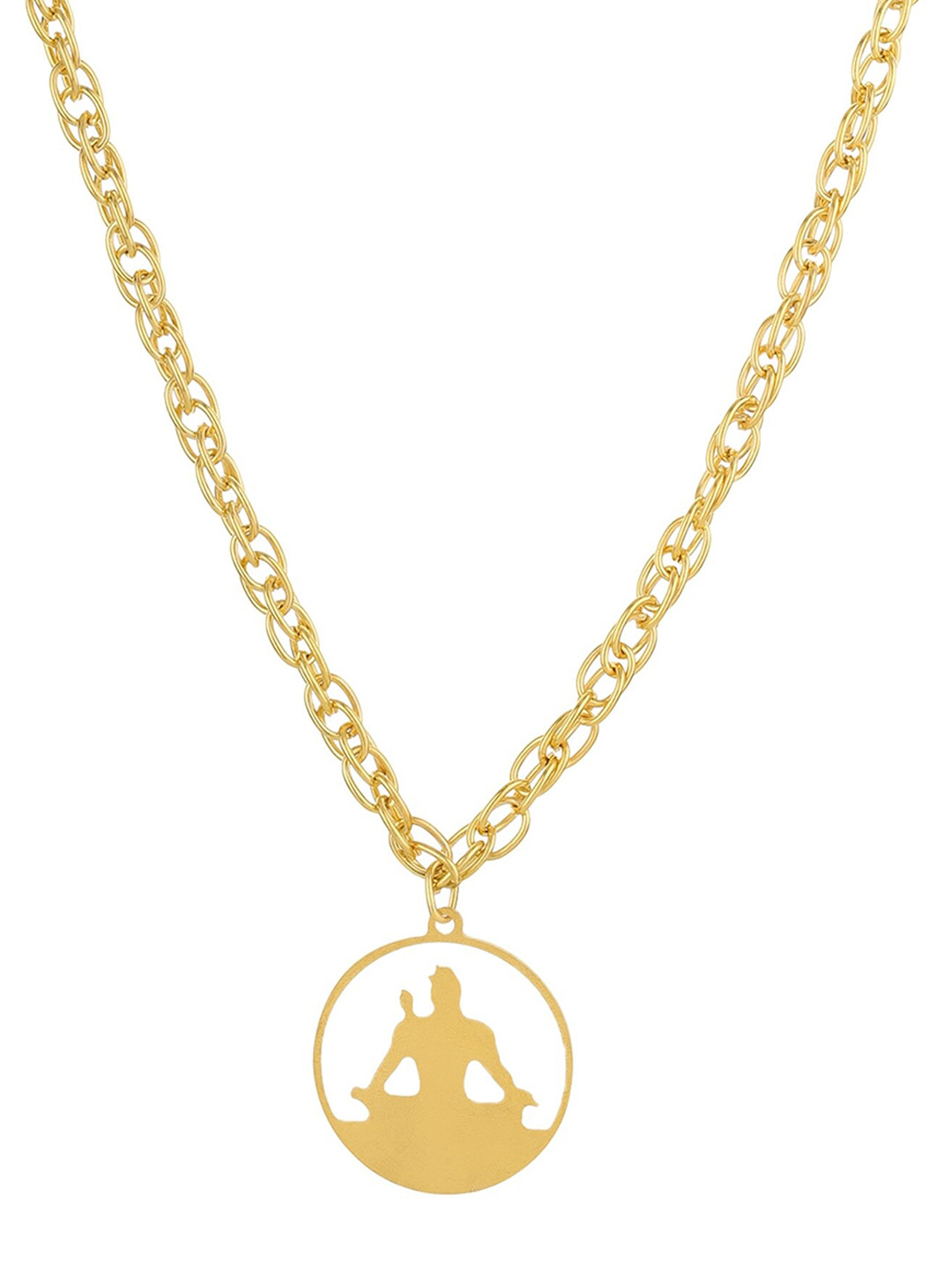 

Goldnera Men Brass-Plated Gold-Toned Pendant With Chain