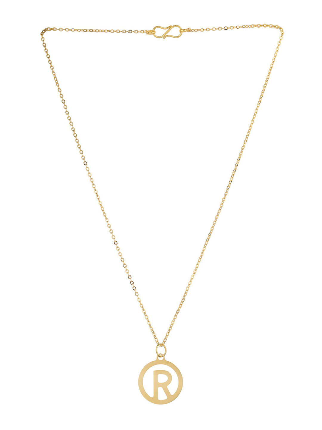 

Goldnera Men Gold-Toned Brass-Plated Alphabet R Pendant with Chain