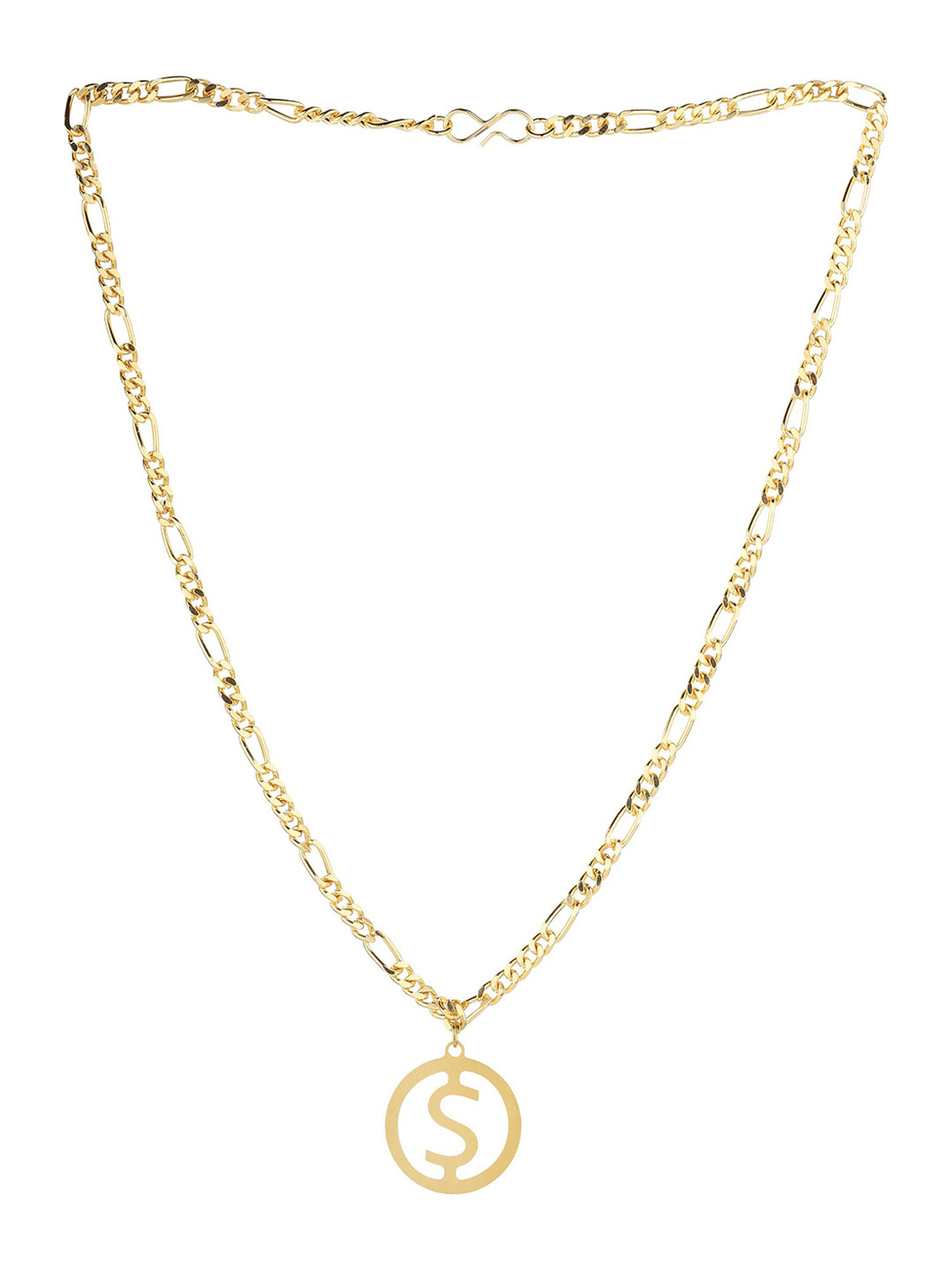 

Goldnera Men Gold-Toned & Brass Plated S Shaped Pendant With Chain