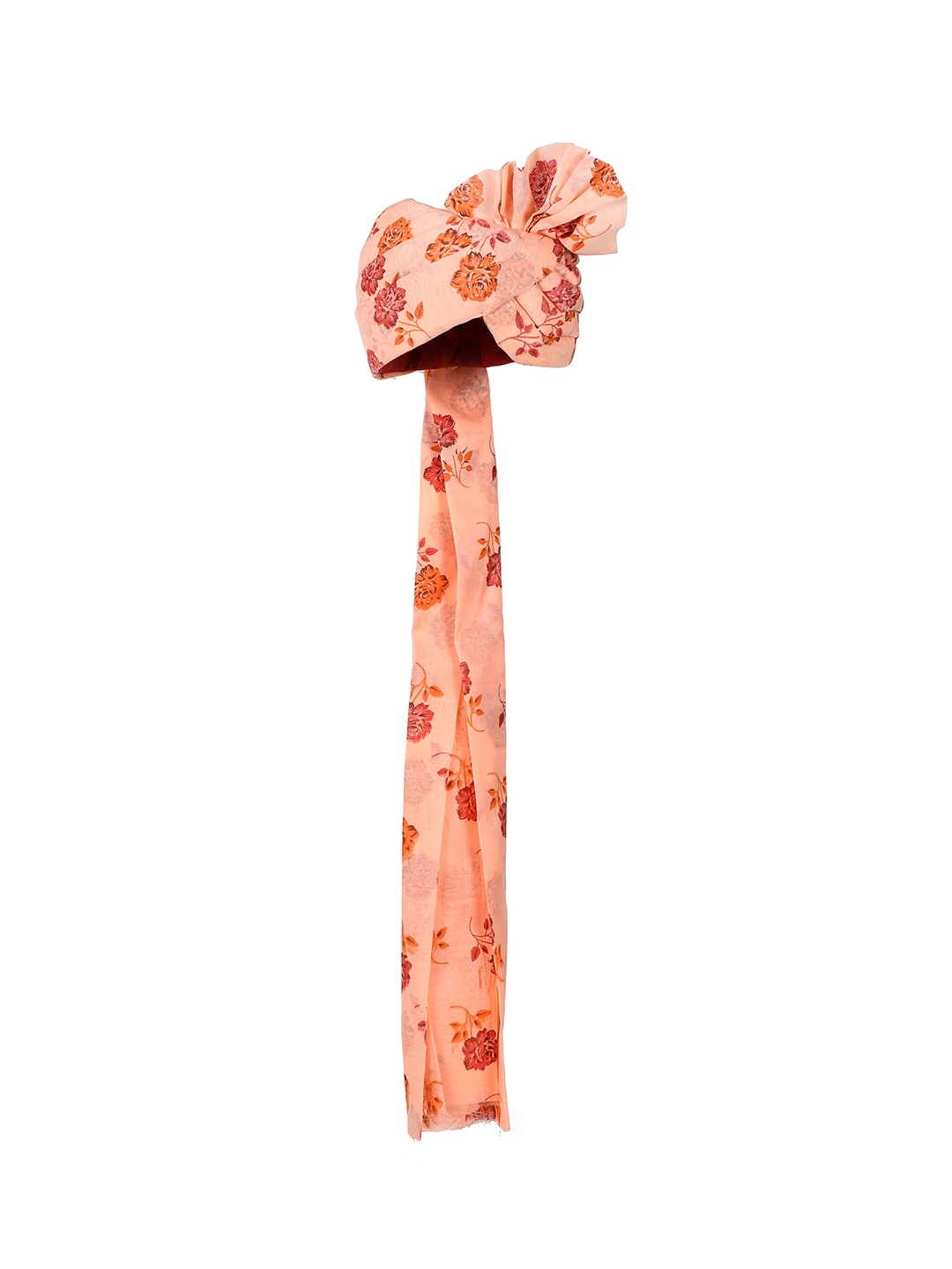 

Silvermerc Designs Men Peach Colored Printed Traditional Wedding Safa Pagri