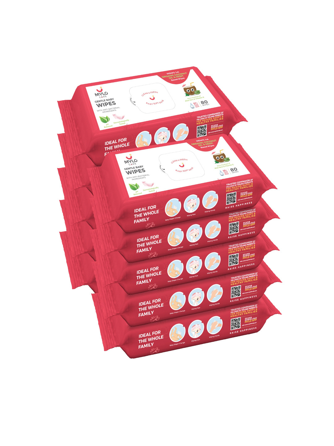 

Mylo Pack of 10 Gentle Baby Wipes, White