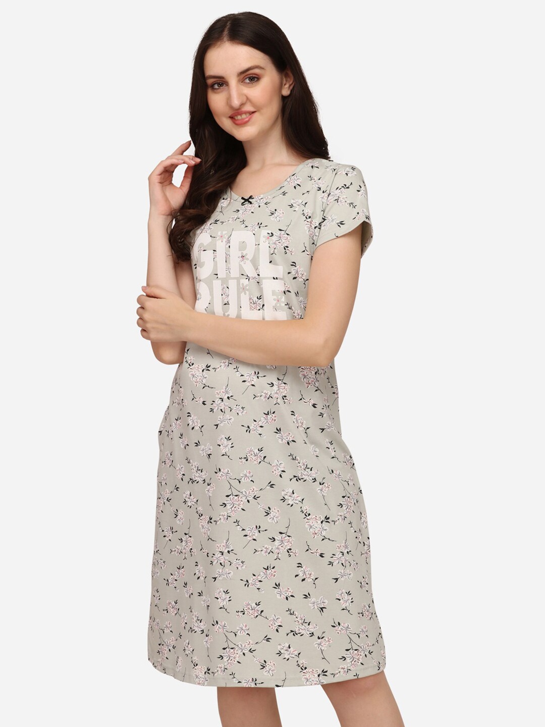 

Lenissa Sea Green Printed Nightdress