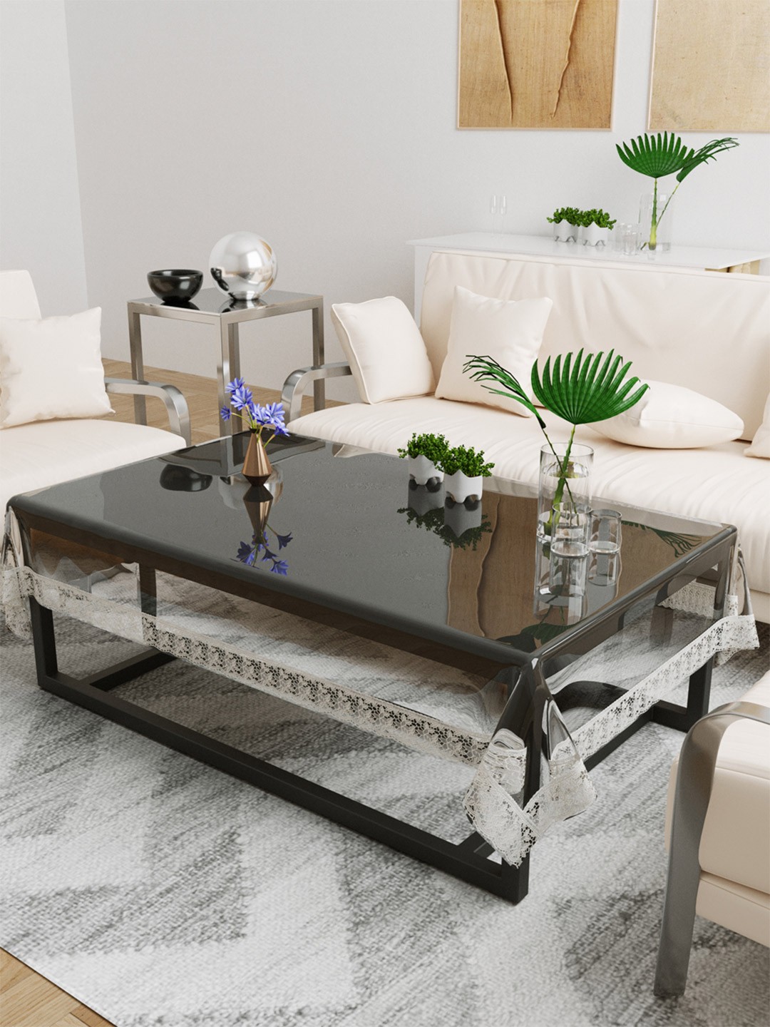 

DREAM WEAVERZ Transparent Solid Center Table Covers