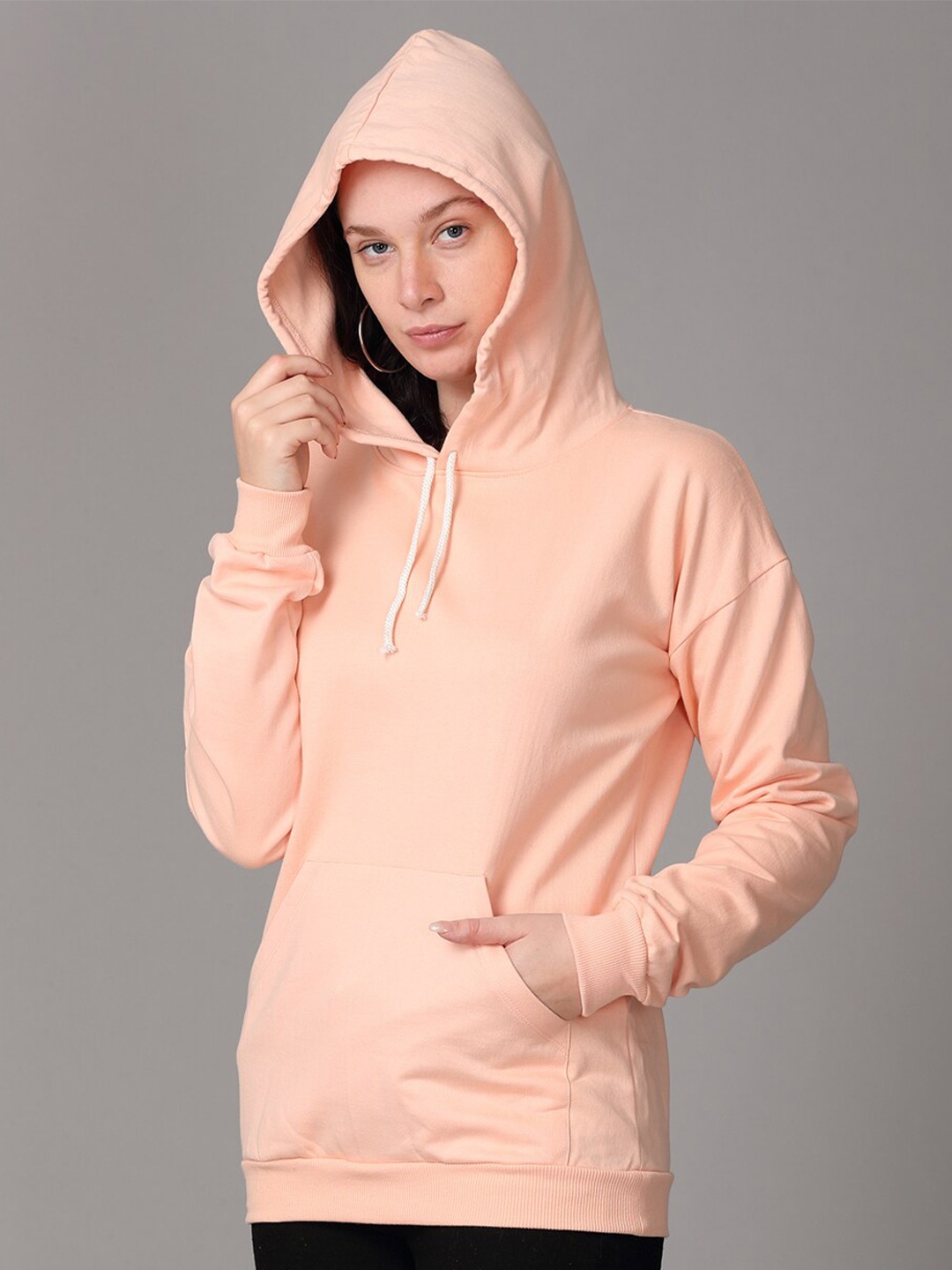 

Oh So Fly Women Peach-Coloured Hooded Sweatshirt