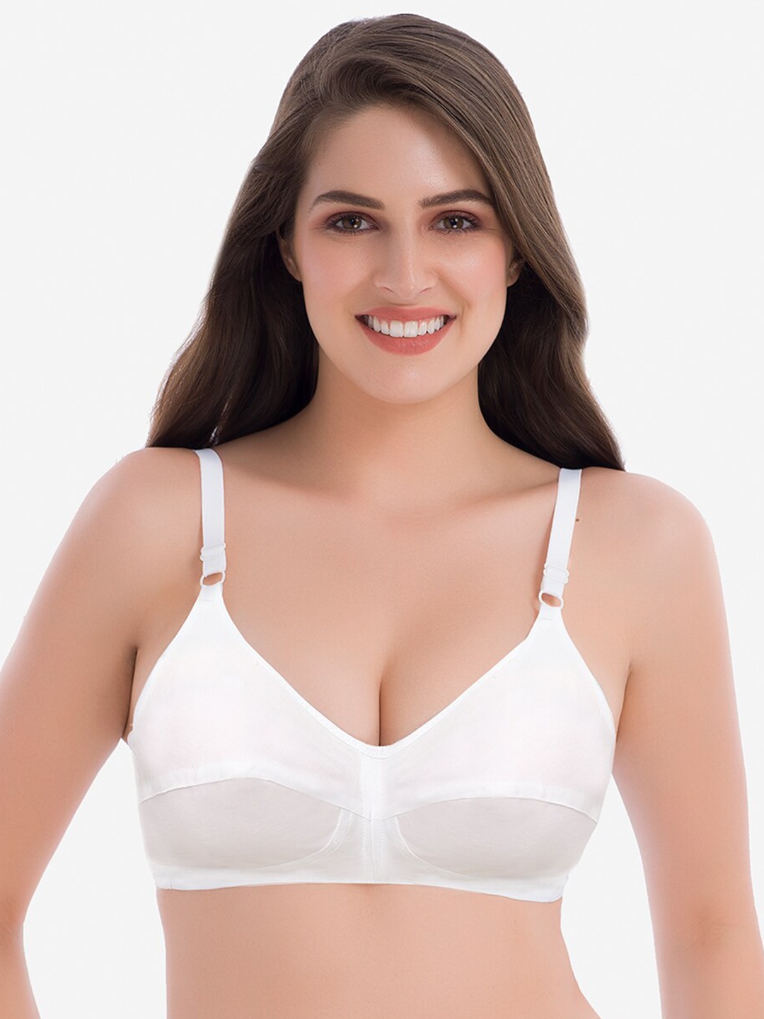 

Groversons Paris Beauty Women's Non-Padded Full Coverage Seamed Cotton Bra, White