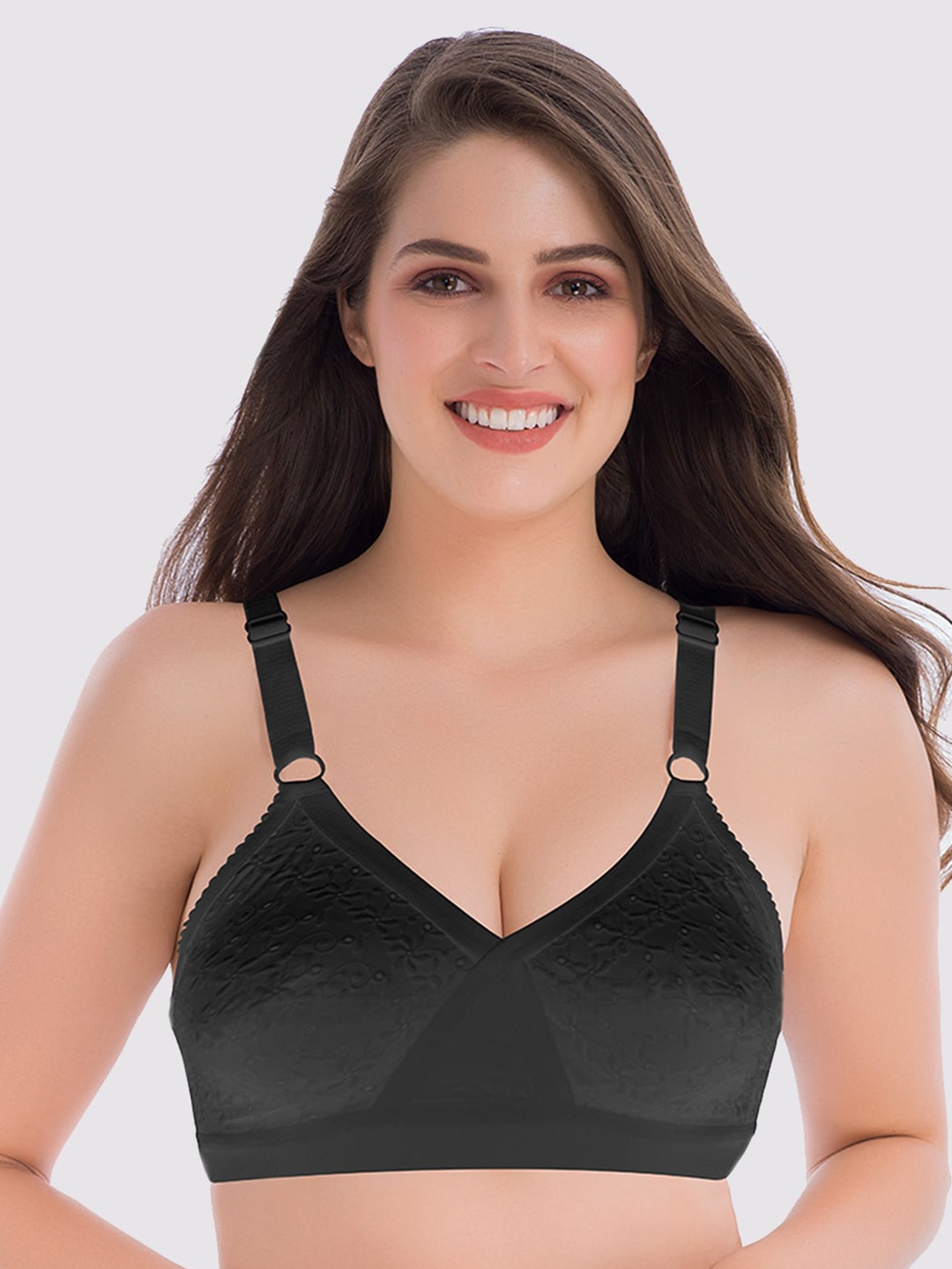 

GROVERSONS Paris Beauty Non-Wired Non-Padded X Frame Cotton Rich Super Support Bra, Black