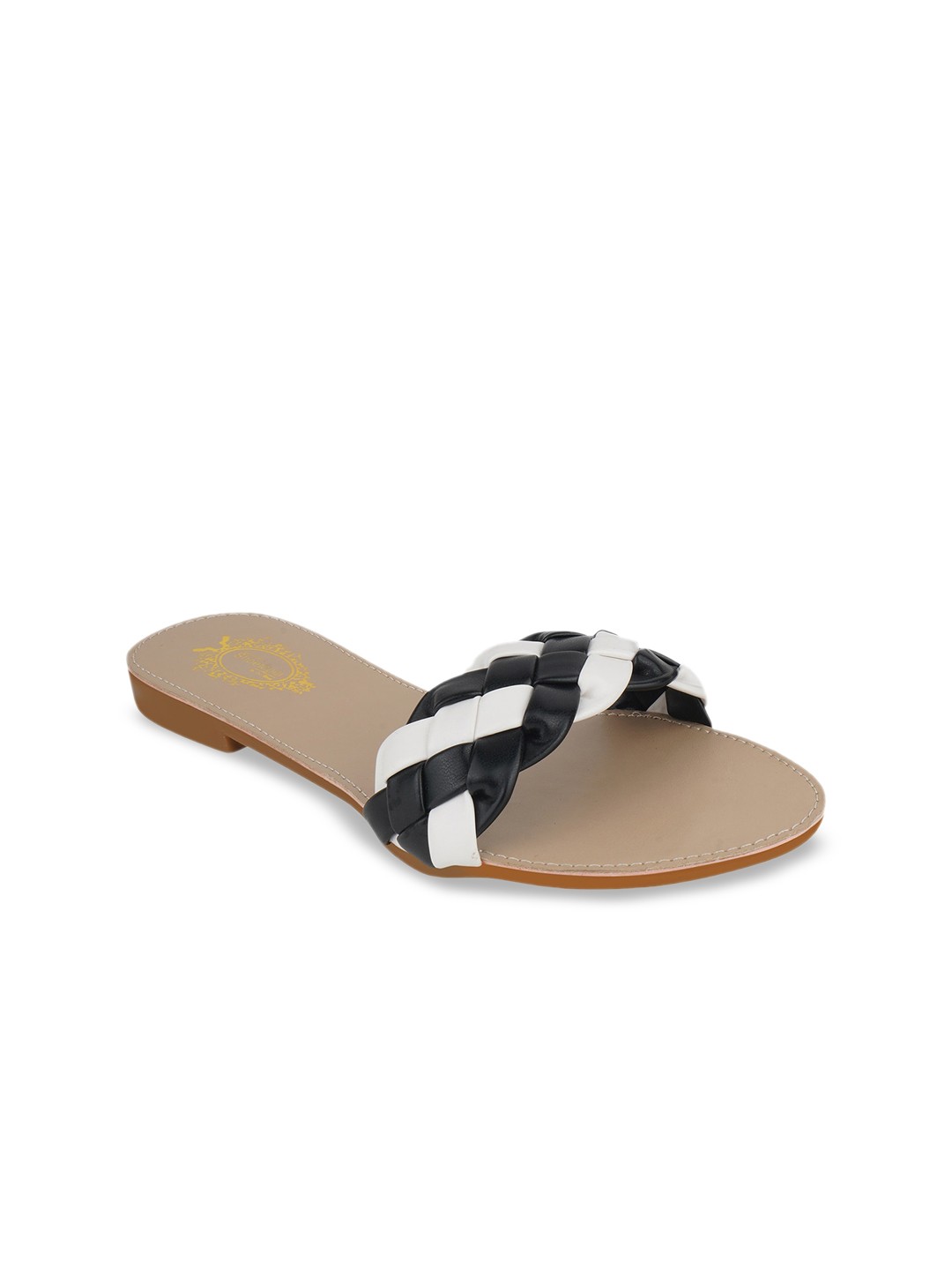

Shoetopia Girls Black Textured Open Toe Flats with Buckles