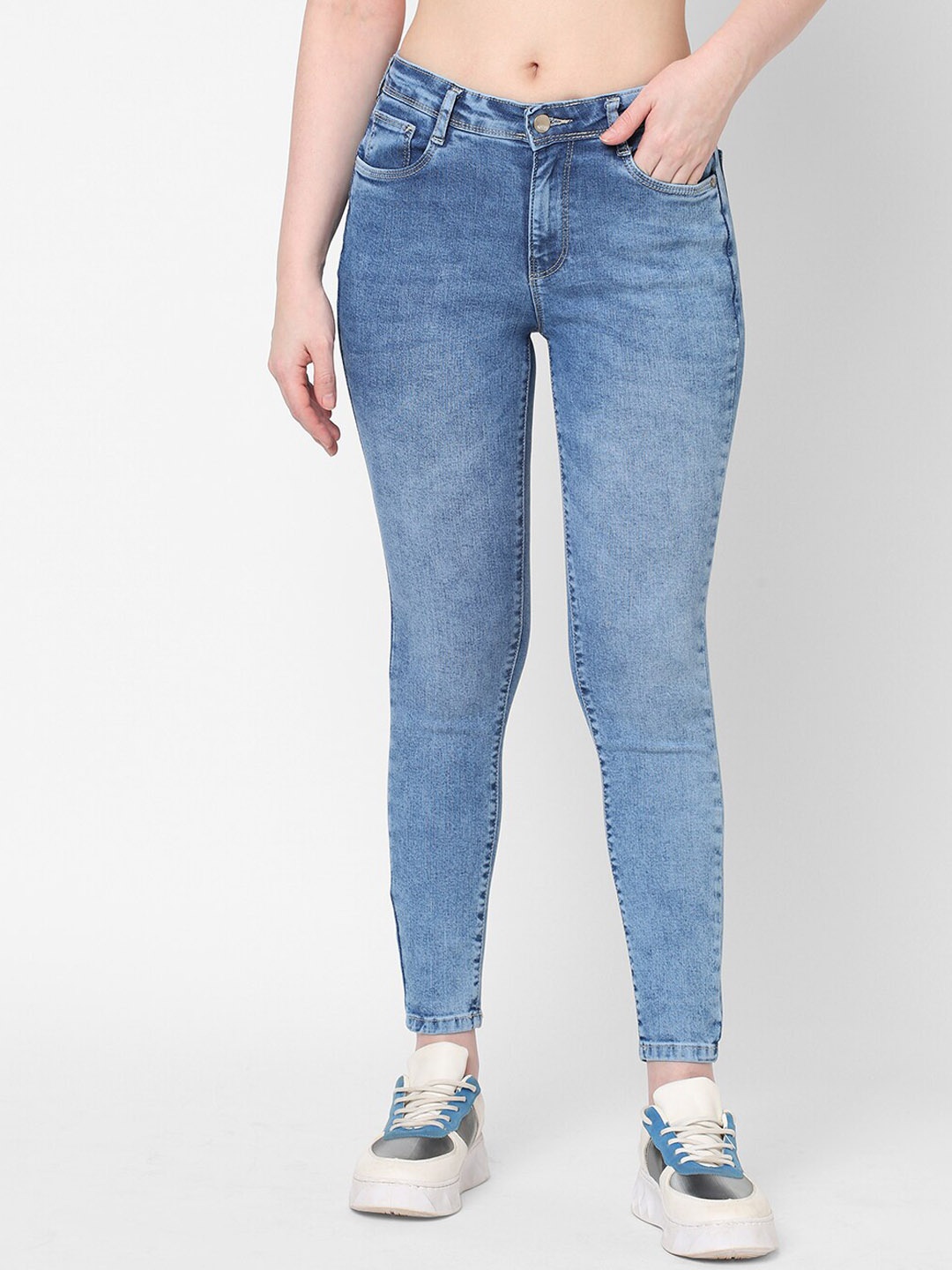 

Kraus Jeans Women Blue Skinny Fit High-Rise Light Fade Stretchable Jeans