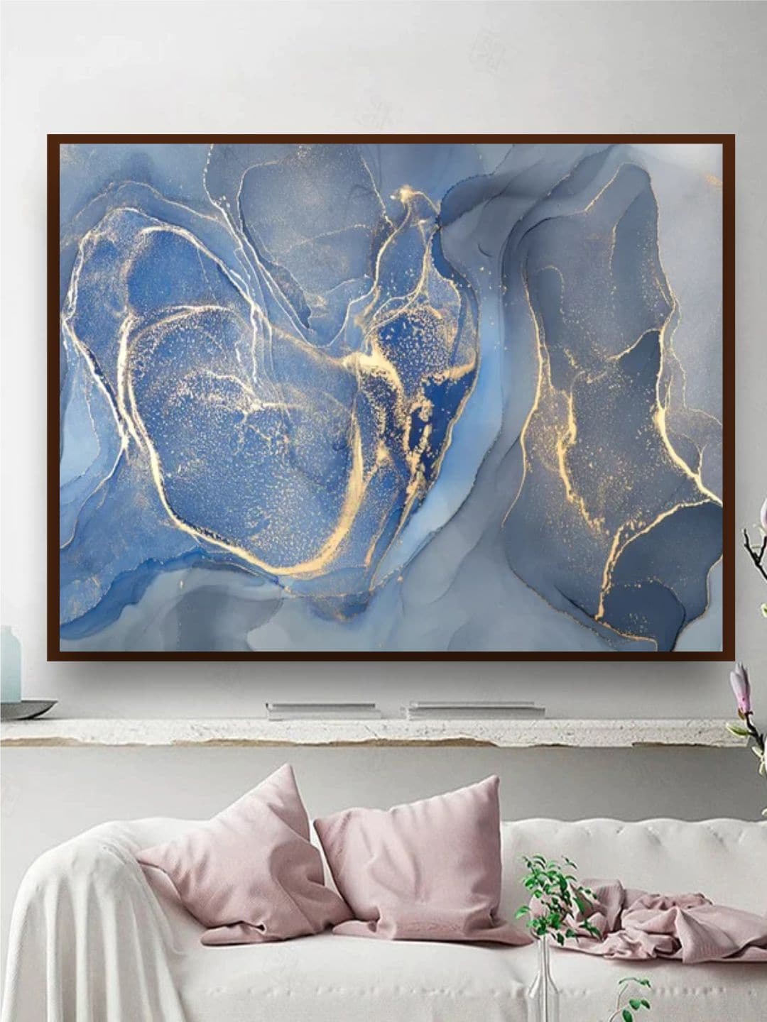 

The Art House Blue & Gold-Toned Abstract Painting Wall Art