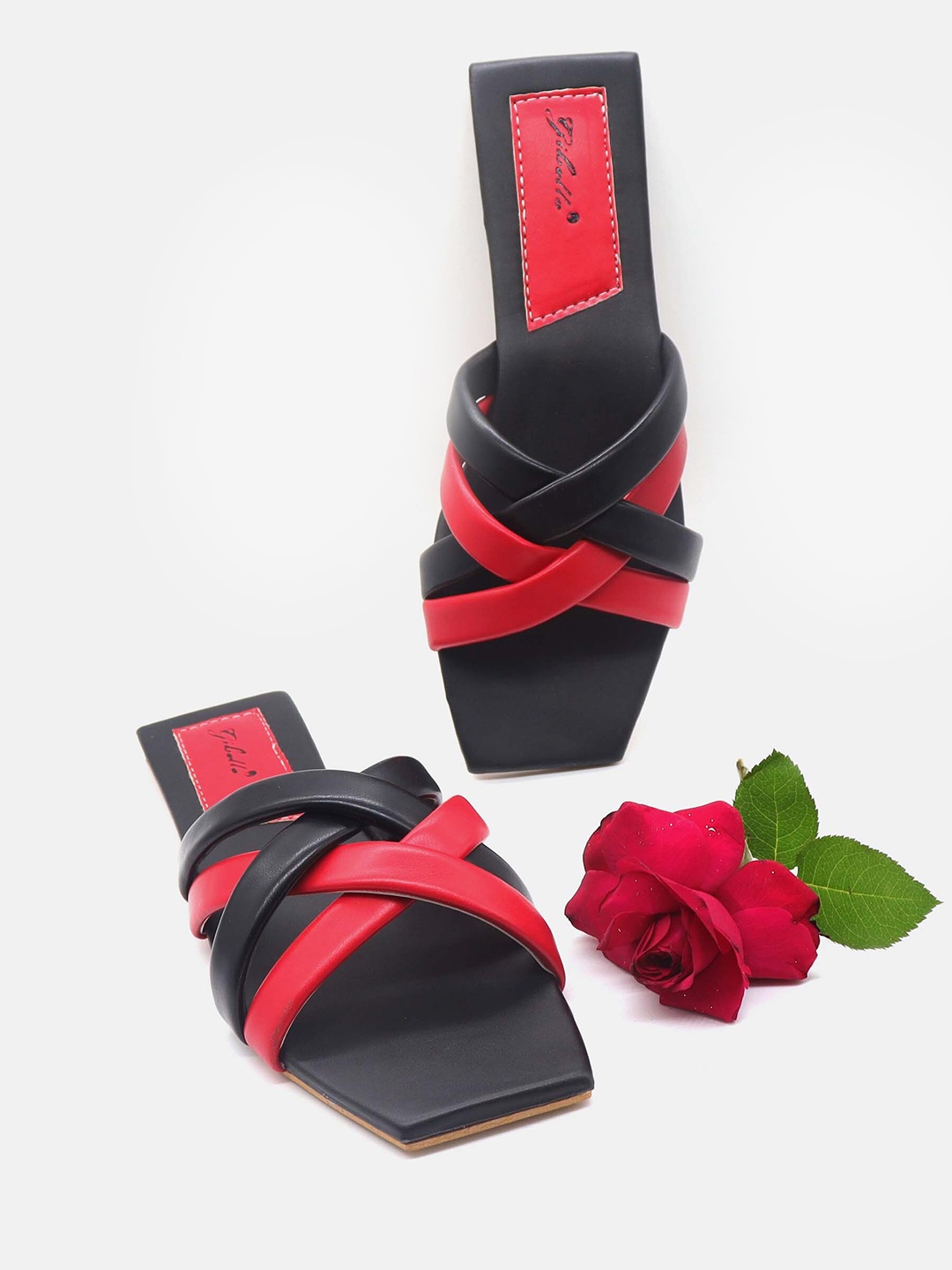 

Gibelle Women Red Colourblocked Open Toe Flats with Bows