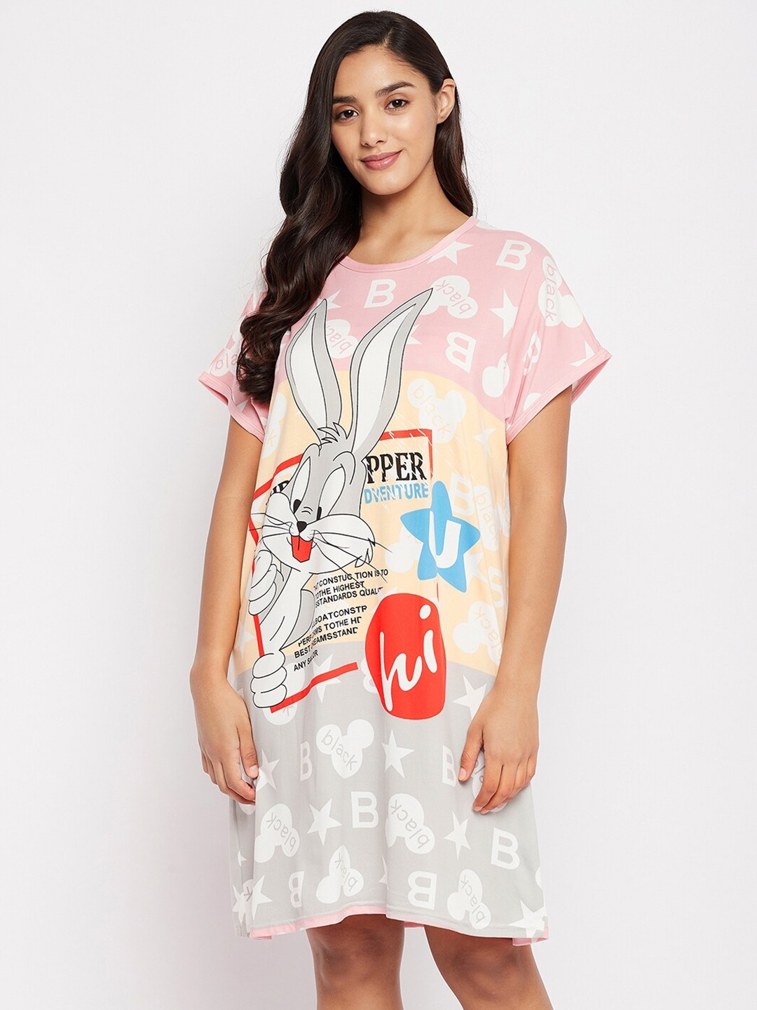 

Camey Pink Printed Nightdress