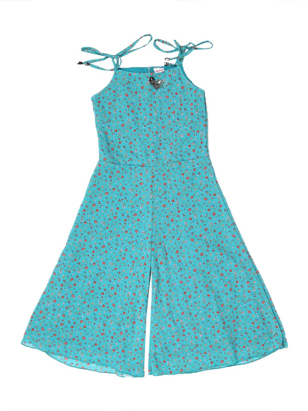 

V-Mart Girls Green Printed Cotton Culotte Jumpsuit