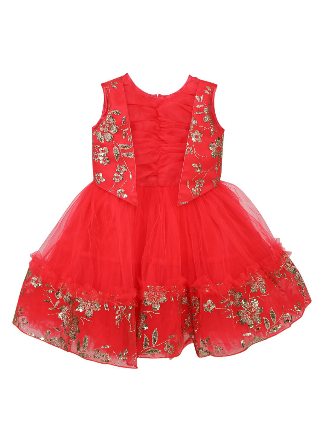 

V-Mart Girls Red Embellished Satin Dress