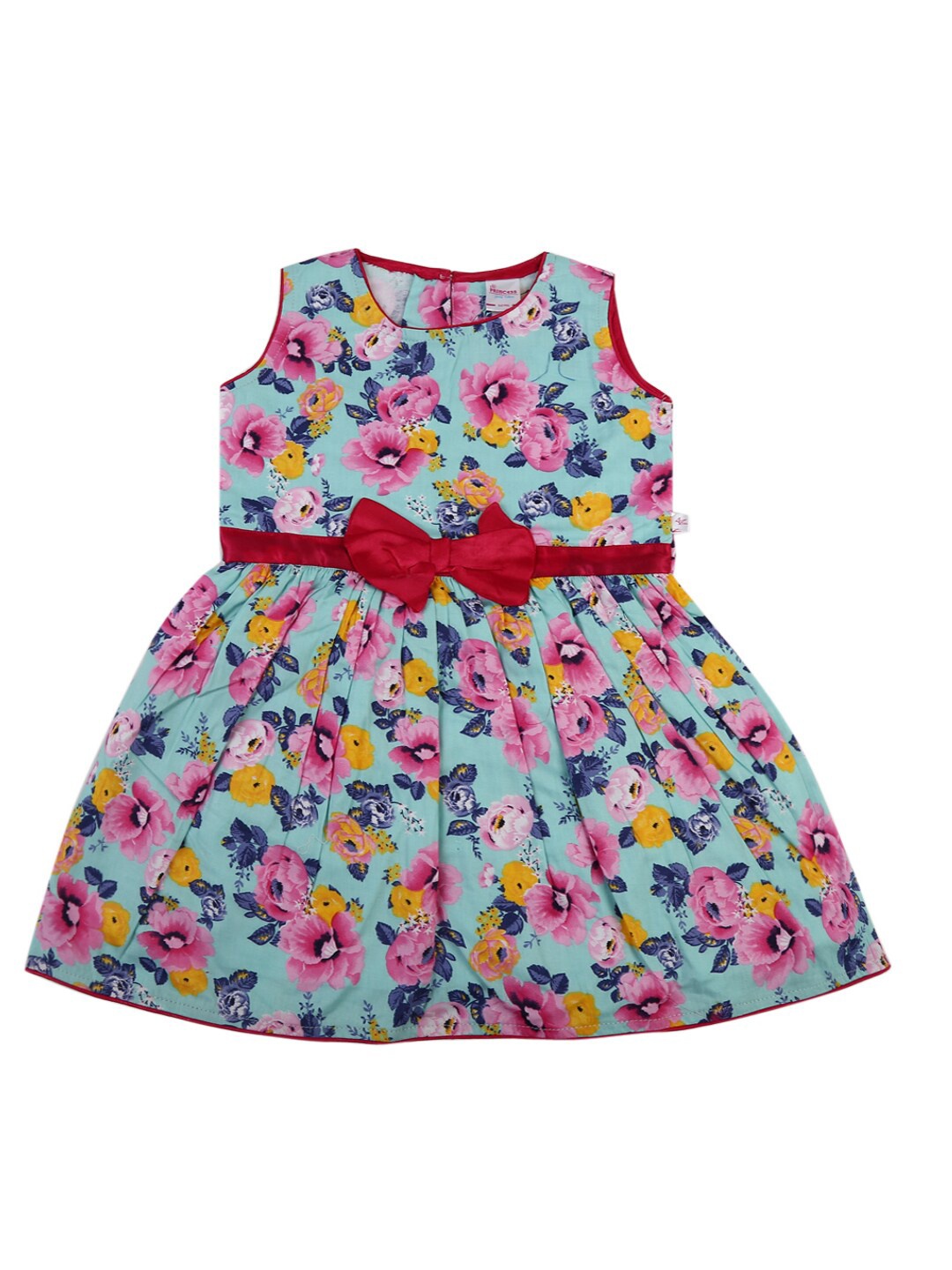 

V-Mart Blue Floral Satin Dress