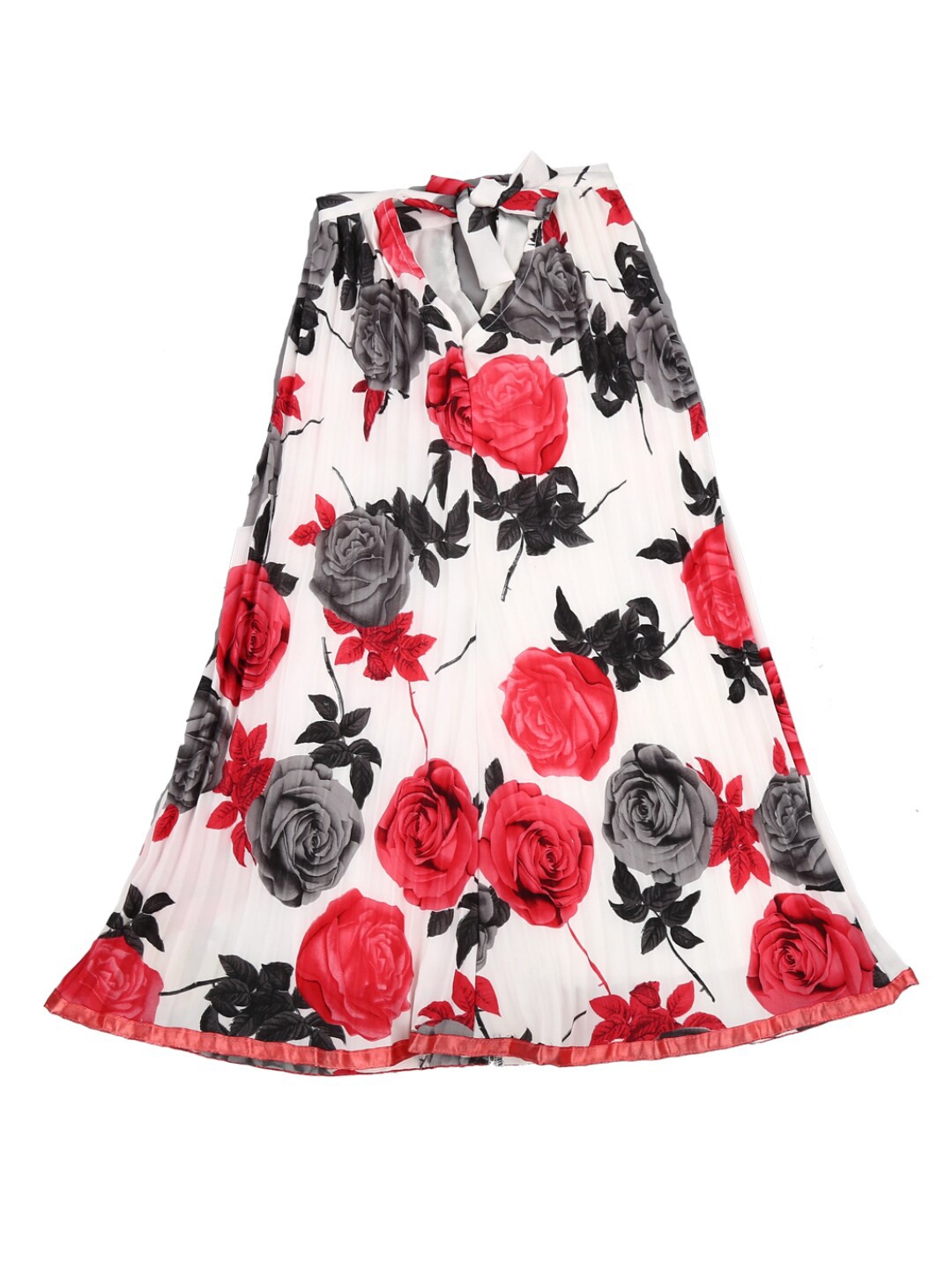 

V-Mart Off White Floral Satin A-Line Dress