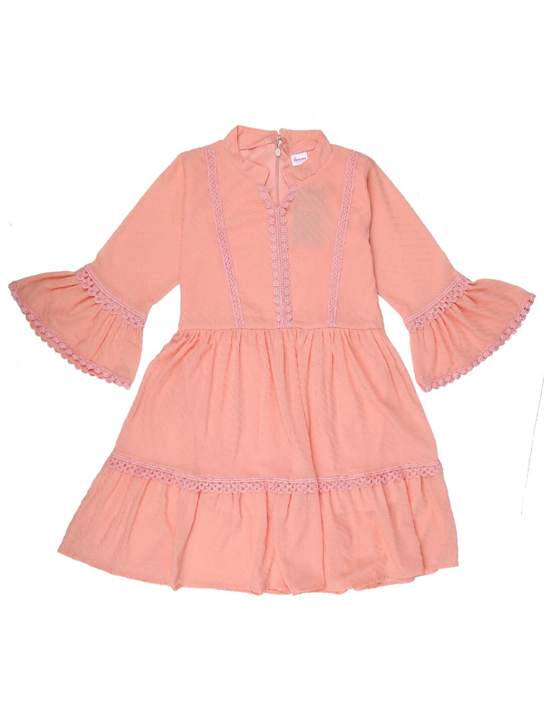

V-Mart Girls Peach-Coloured Embellished Fit & Flare Satin Dress