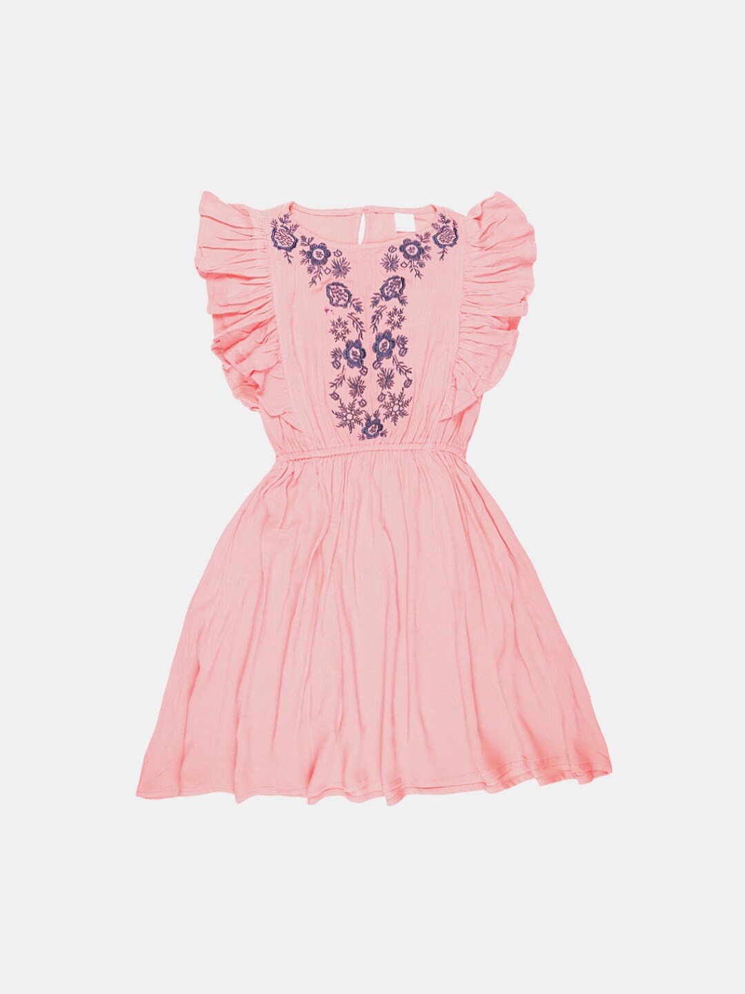 

V-Mart Girls Pink Embroidered Satin Dress