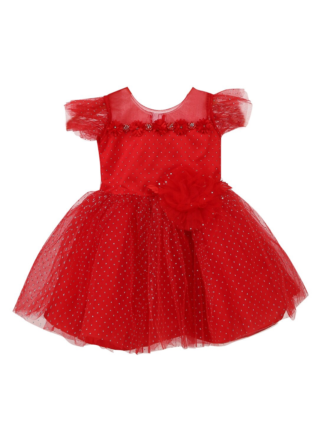 

V-Mart Girls Red Satin Fit and Flare Dress