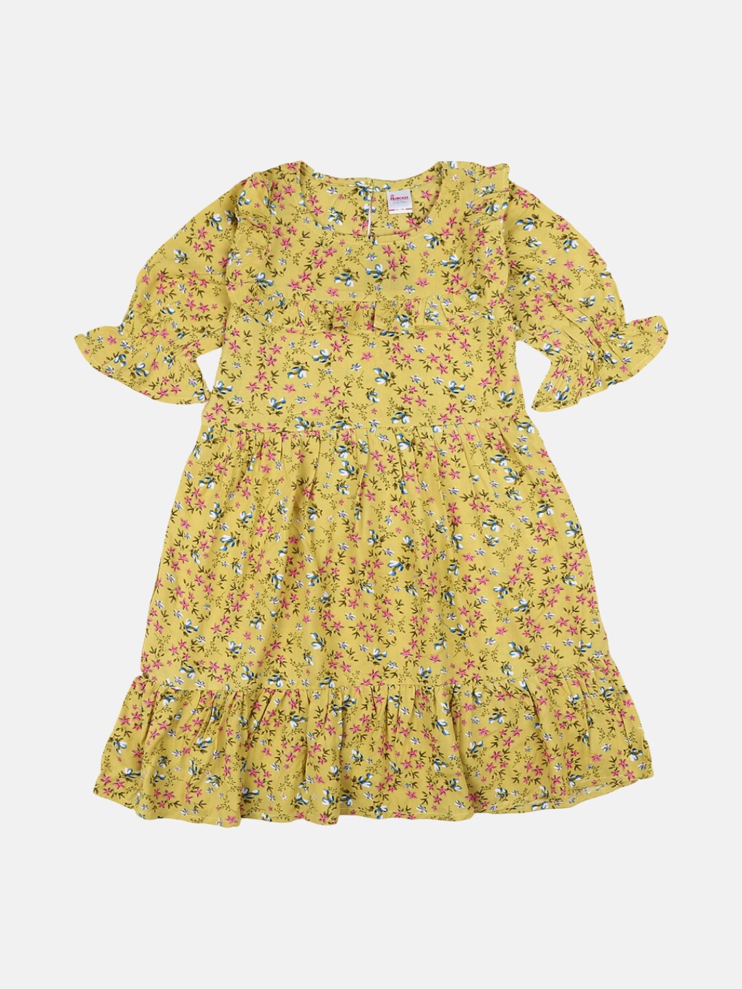 

V-Mart Girls Yellow Floral Printed Fit & Flare Dress