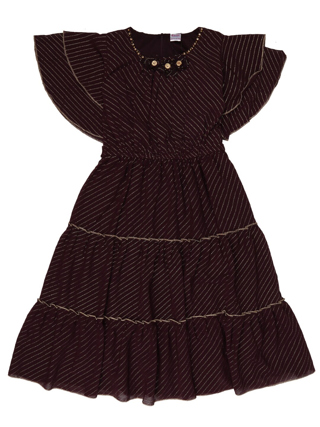 

V-Mart Purple Printed Georgette Tiered Dress