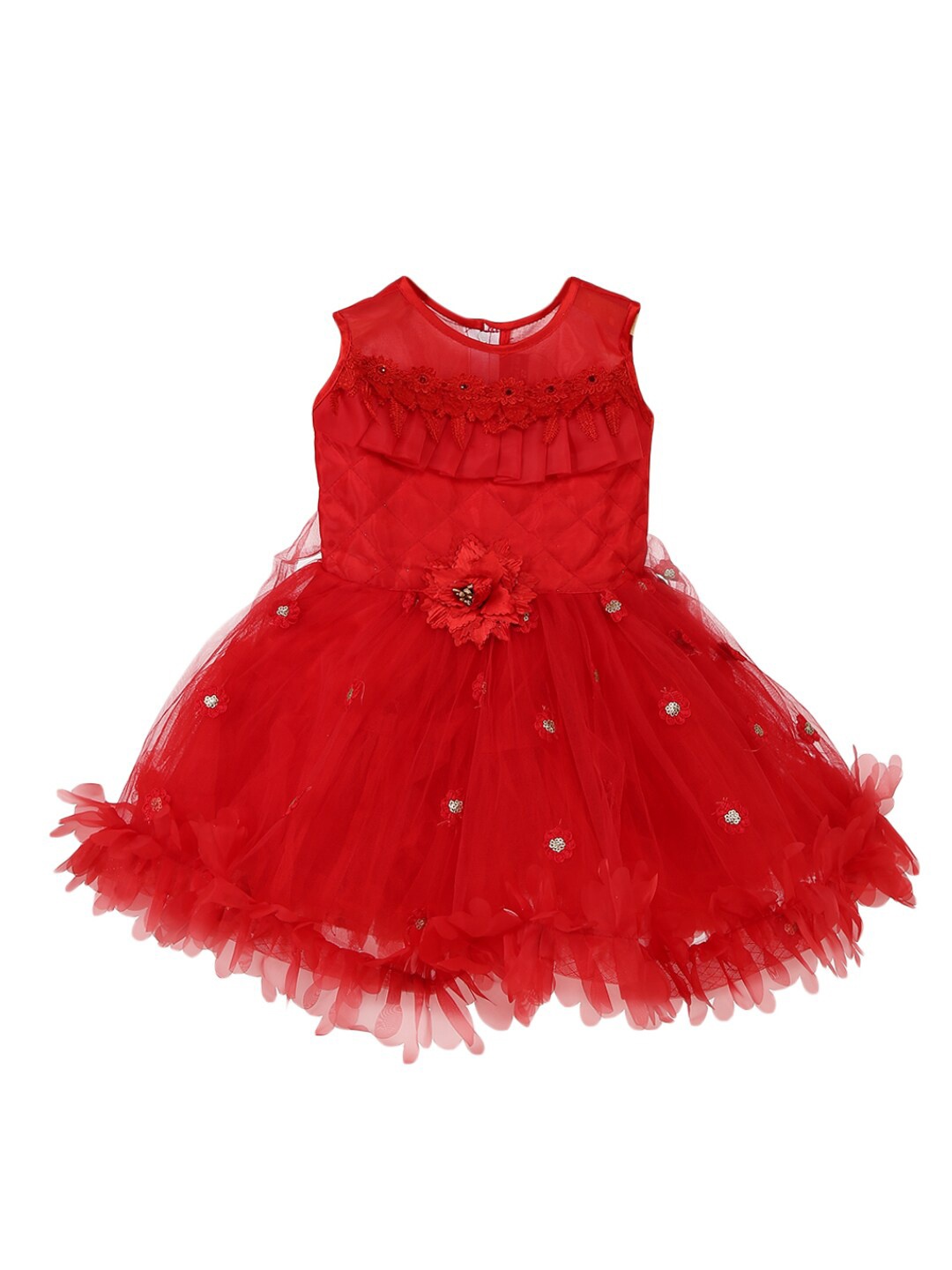 

V-Mart Red Embellished Satin Dress