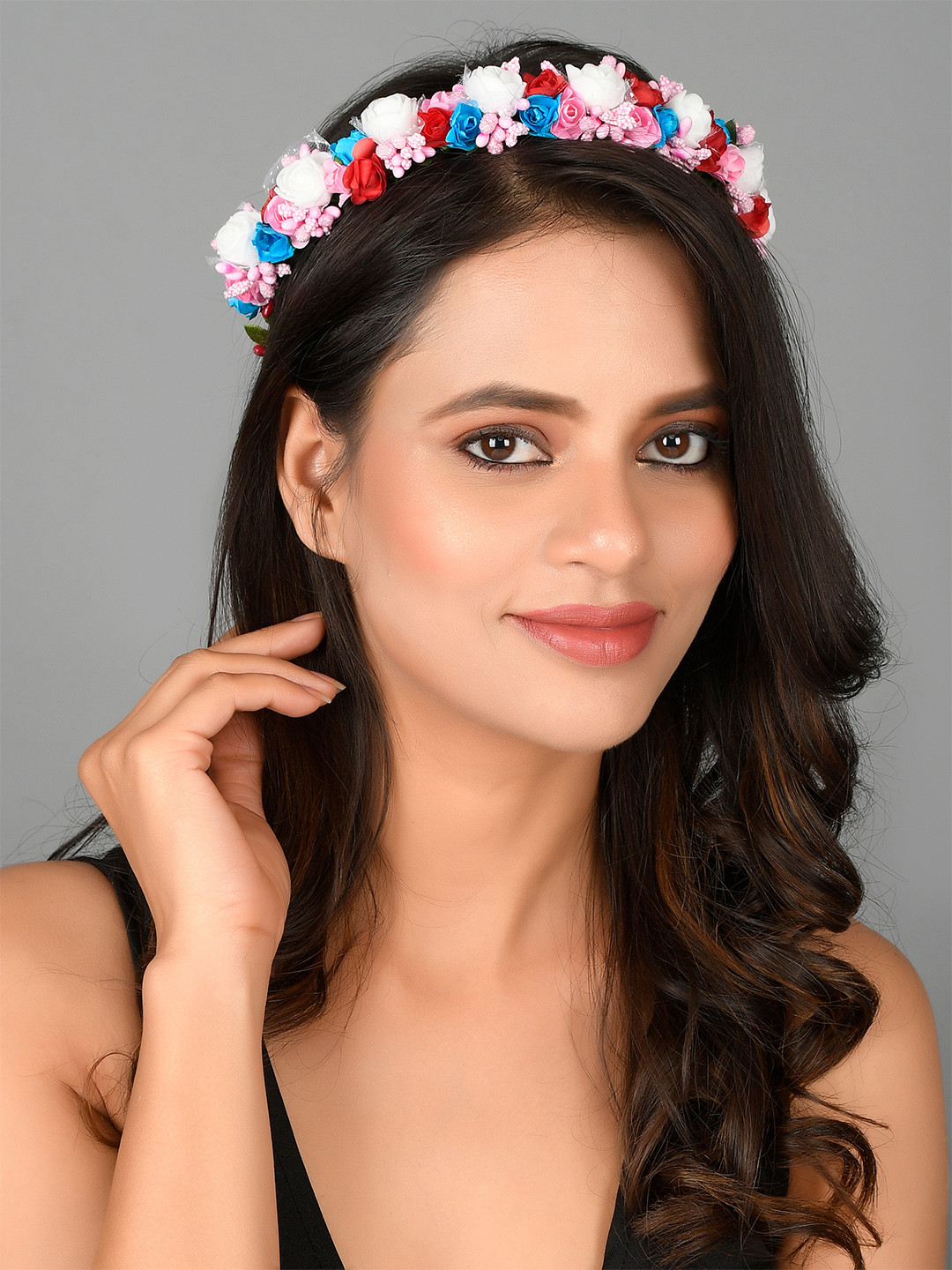 

Sanjog Women Purple & Pink Embellished Tiara