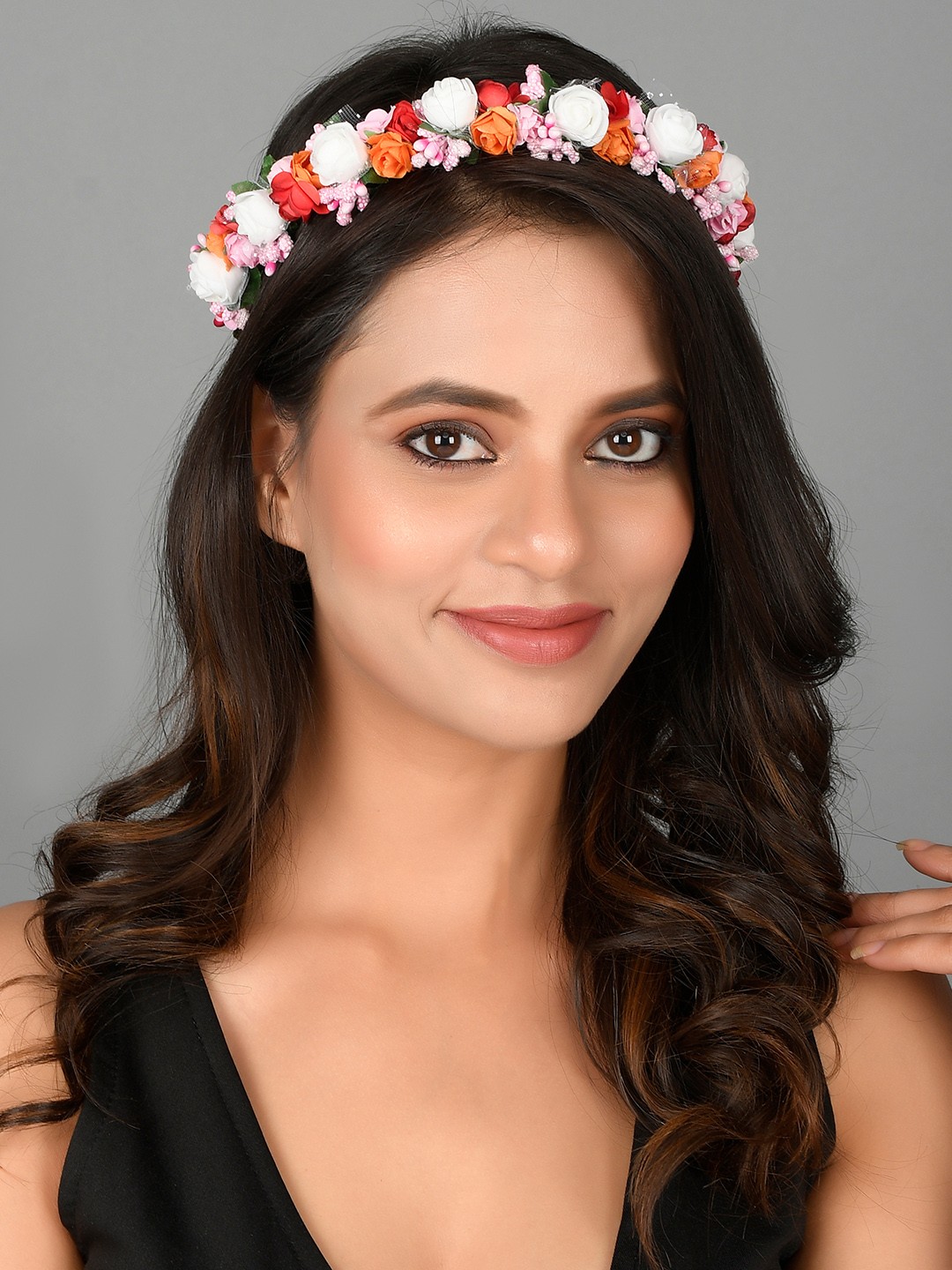 

Sanjog Women Pink & White Embellished Tiara
