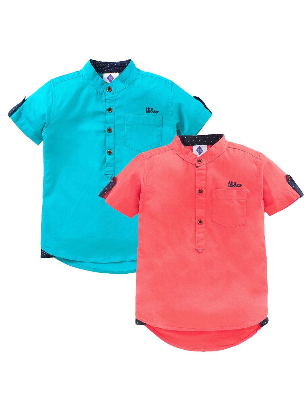 

TONYBOY Boys Set of 2 Solid Premium Cotton Casual Shirt, Coral