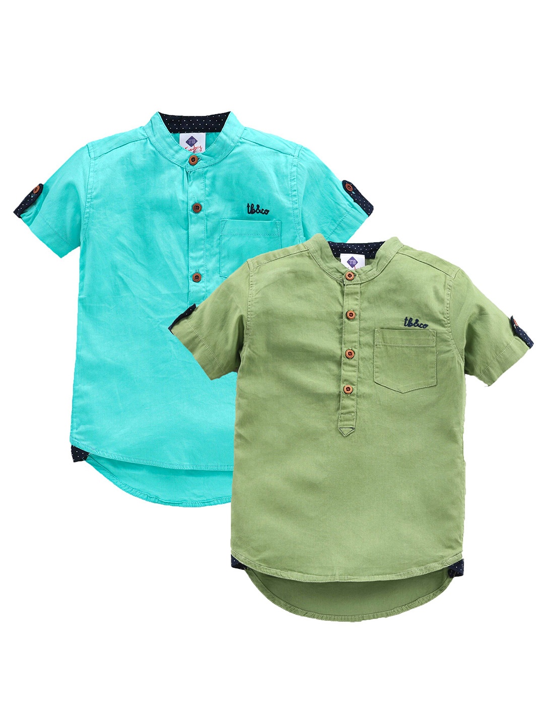 

TONYBOY Boys Pack of 2 Premium Pure Cotton Casual Shirts, Sea green