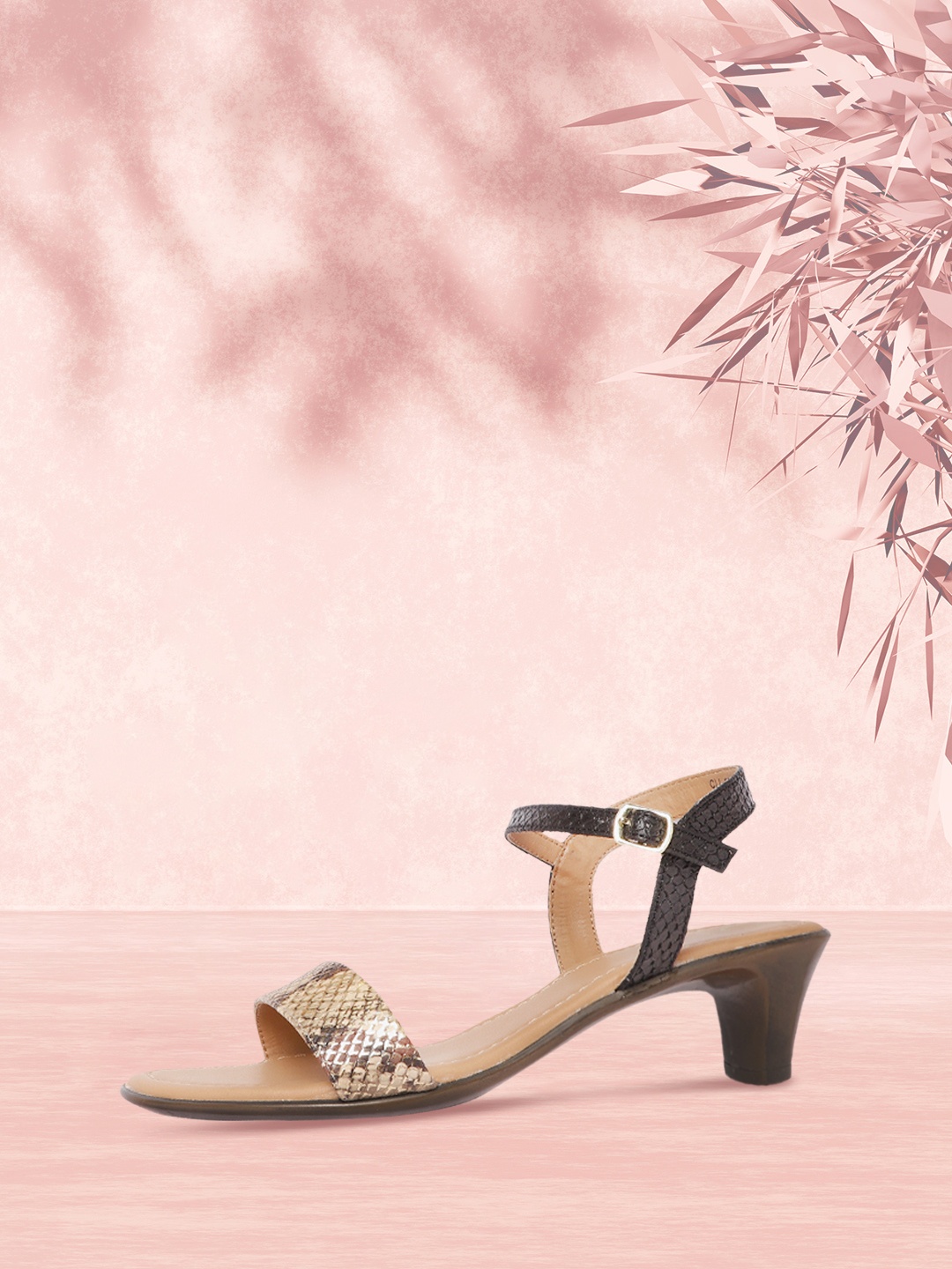 

Carlton London Women Gold-Toned Snake Skin Textured Block Heels