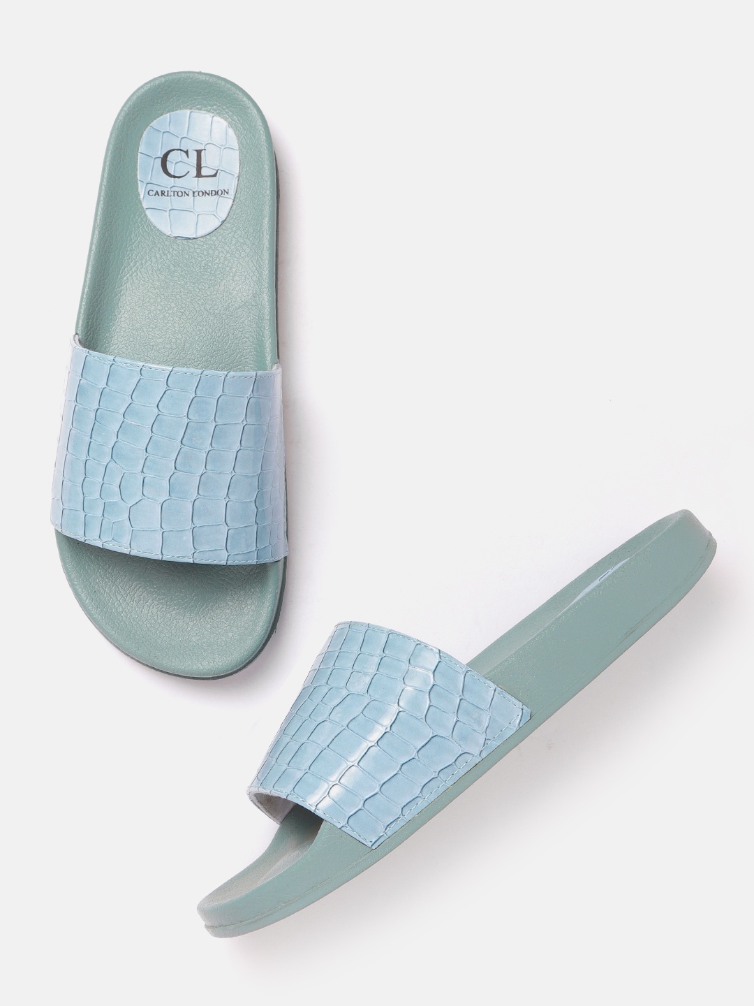 

Carlton London Women Blue Croc- Textured Open Toe Flats