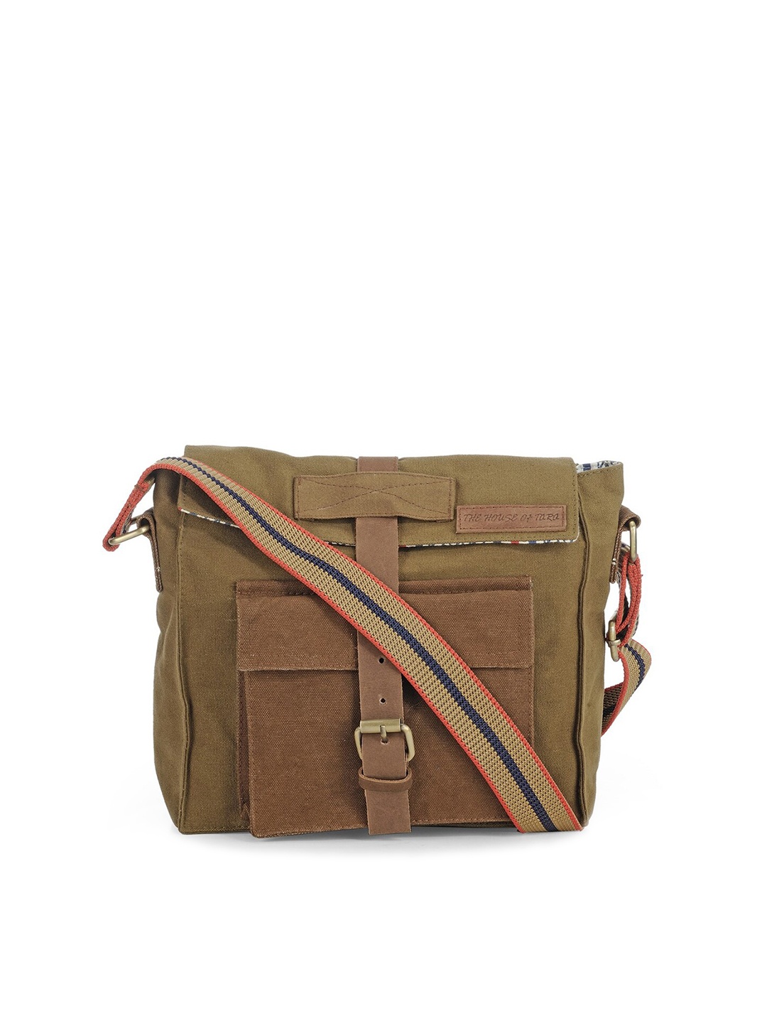 

The House of Tara Unisex Khaki & Red Messenger Bag