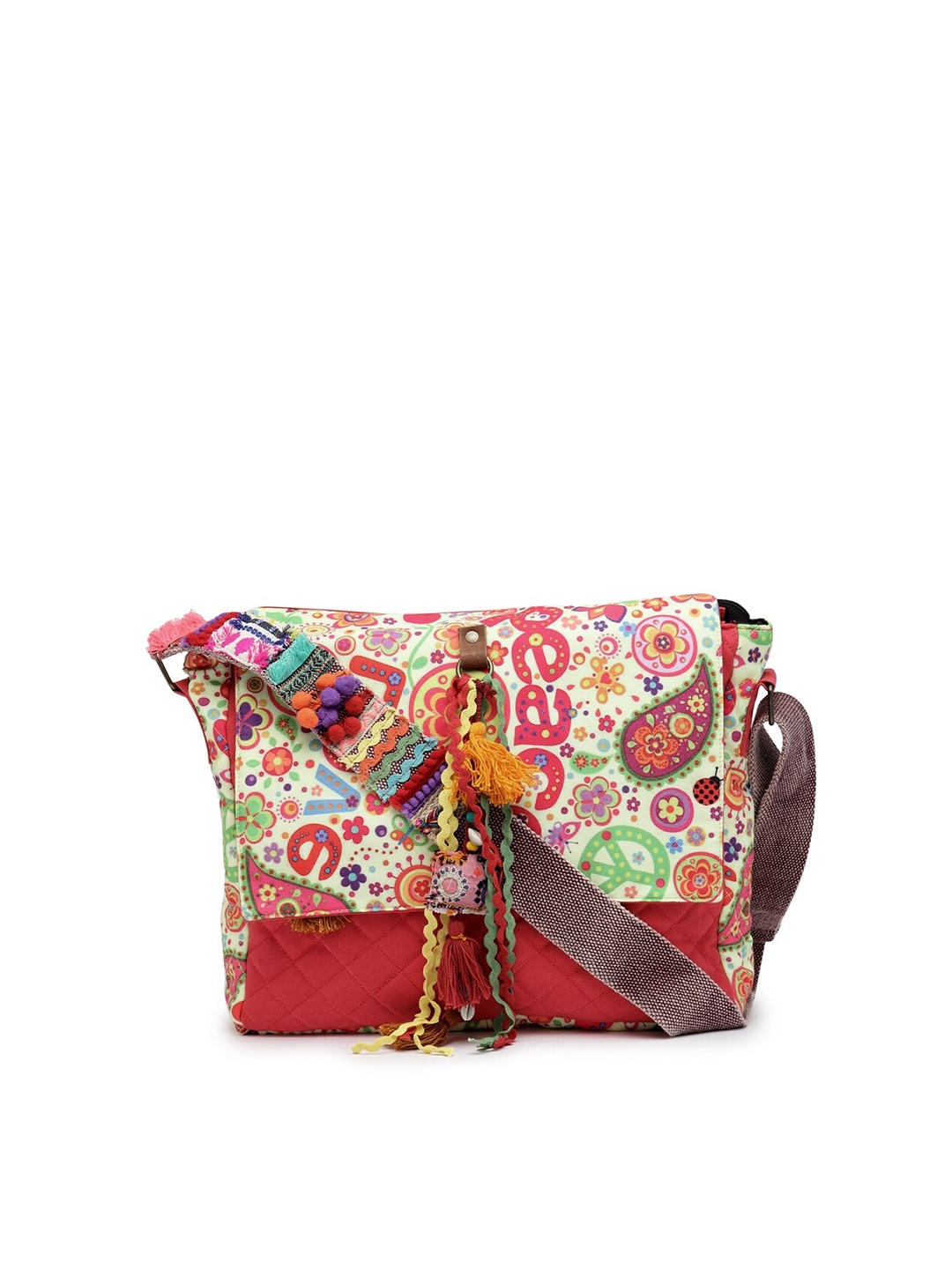 

The House of Tara Unisex Pink & Red Printed Messenger Bag