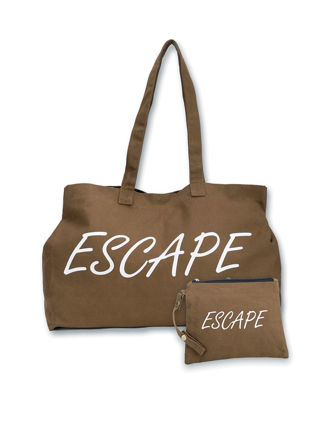 

The House of Tara Khaki Printed Shopper Cotton Canvas Tote Bag