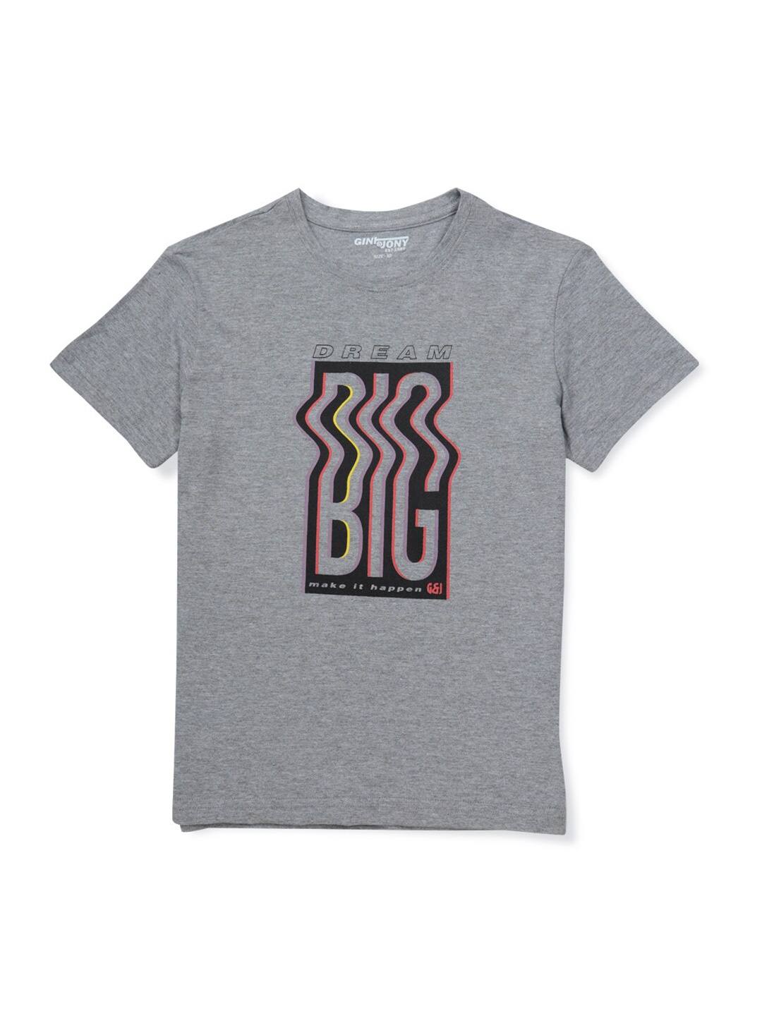 

Gini and Jony Boys Grey Typography Printed T-shirt