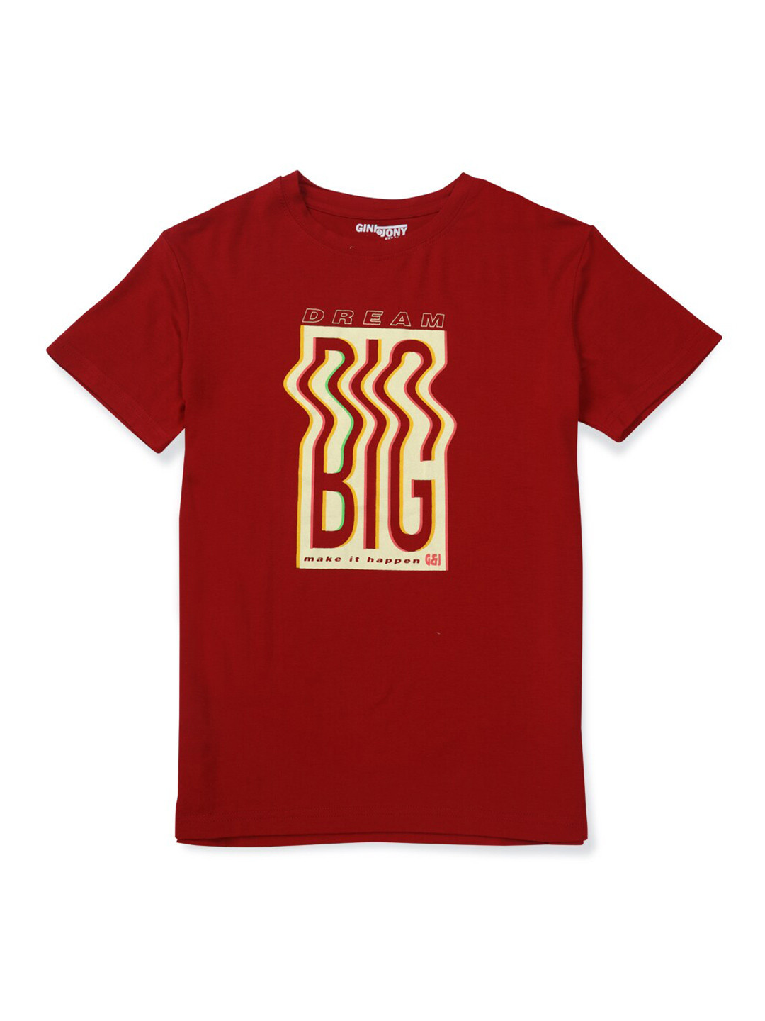 

Gini and Jony Boys Red Typography Printed T-shirt
