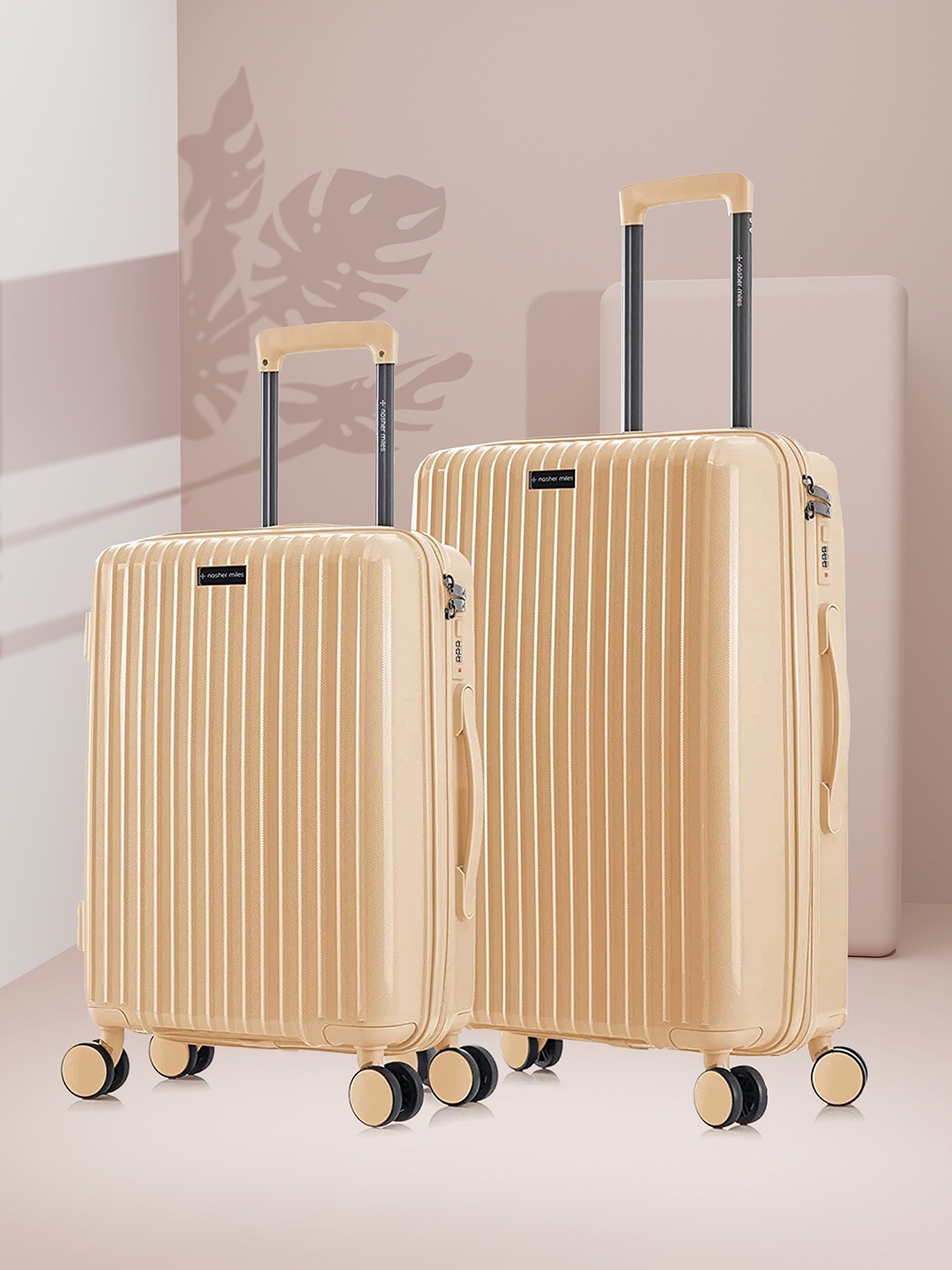 

Nasher Miles Auroville Set of 2 Peach-Colored Solid Trolley Bag