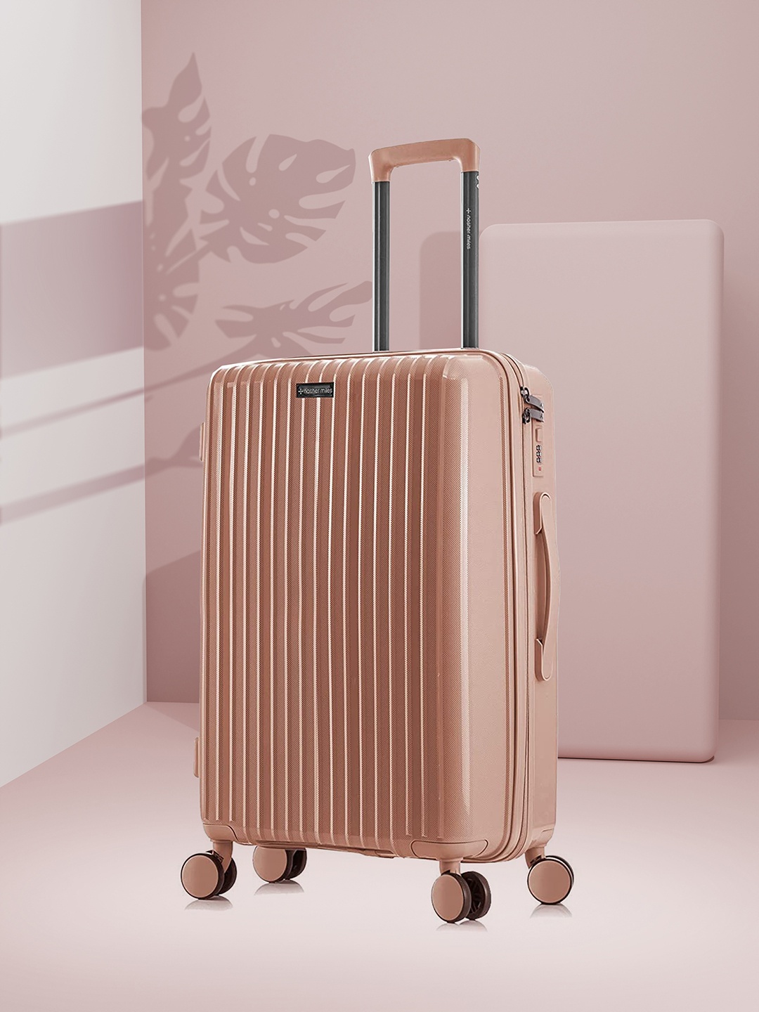 

Nasher Miles Auroville Textured Hard-Sided Medium Trolley Bag- 65 cm, Pink