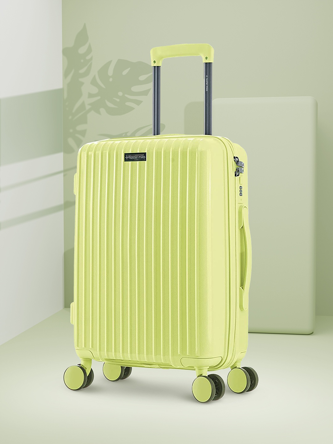 

Nasher Miles Auroville Textured Hard-Sided Small Trolley Suitcase, Lime green