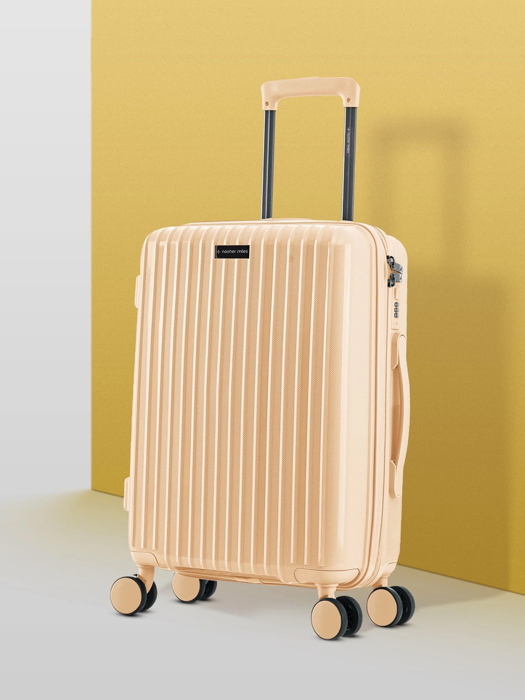 

Nasher Miles Auroville Textured Hard-Sided Cabin Trolley Bag- 55 cm, Peach