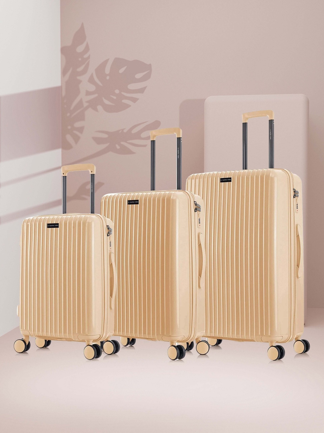 

Nasher Miles Auroville Set of 3 Peach Textured Hard-Sided Trolley Bags