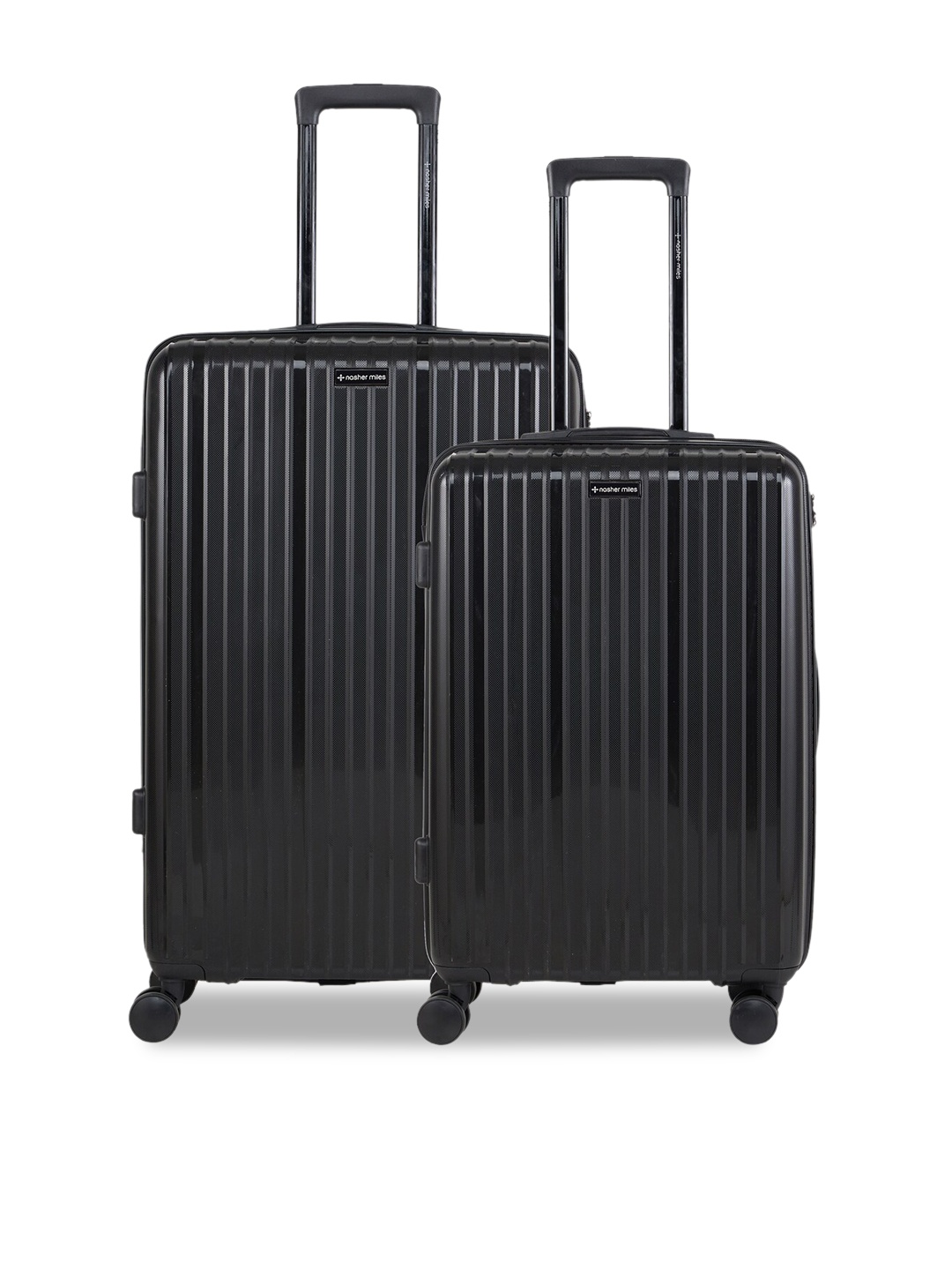 

Nasher Miles Pondicherry Polypropylene Black Trolley Bag Set of 2 M/L 65-75cm