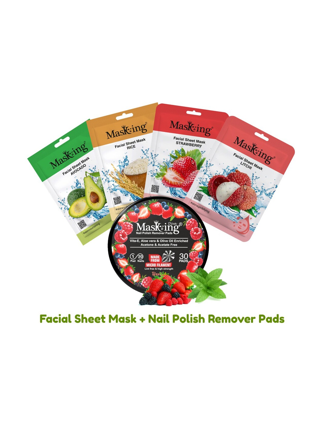 

MasKing Pack of 5 Facial Sheet Mask & Nail Polish Remover Pads, Multi